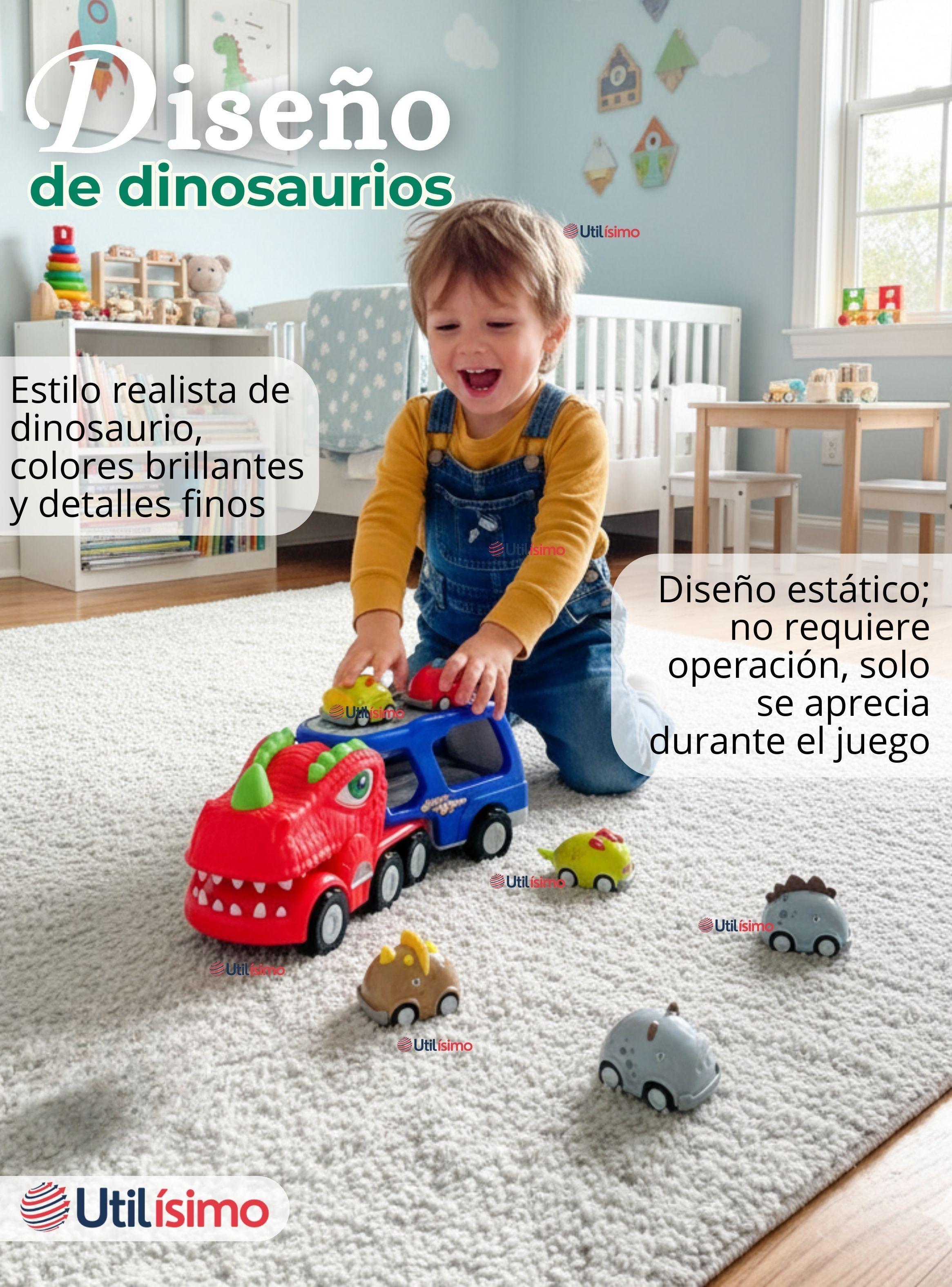 Camión Dinosaurio Con Música Luces Función de Spray + 8 Mini Coches-6