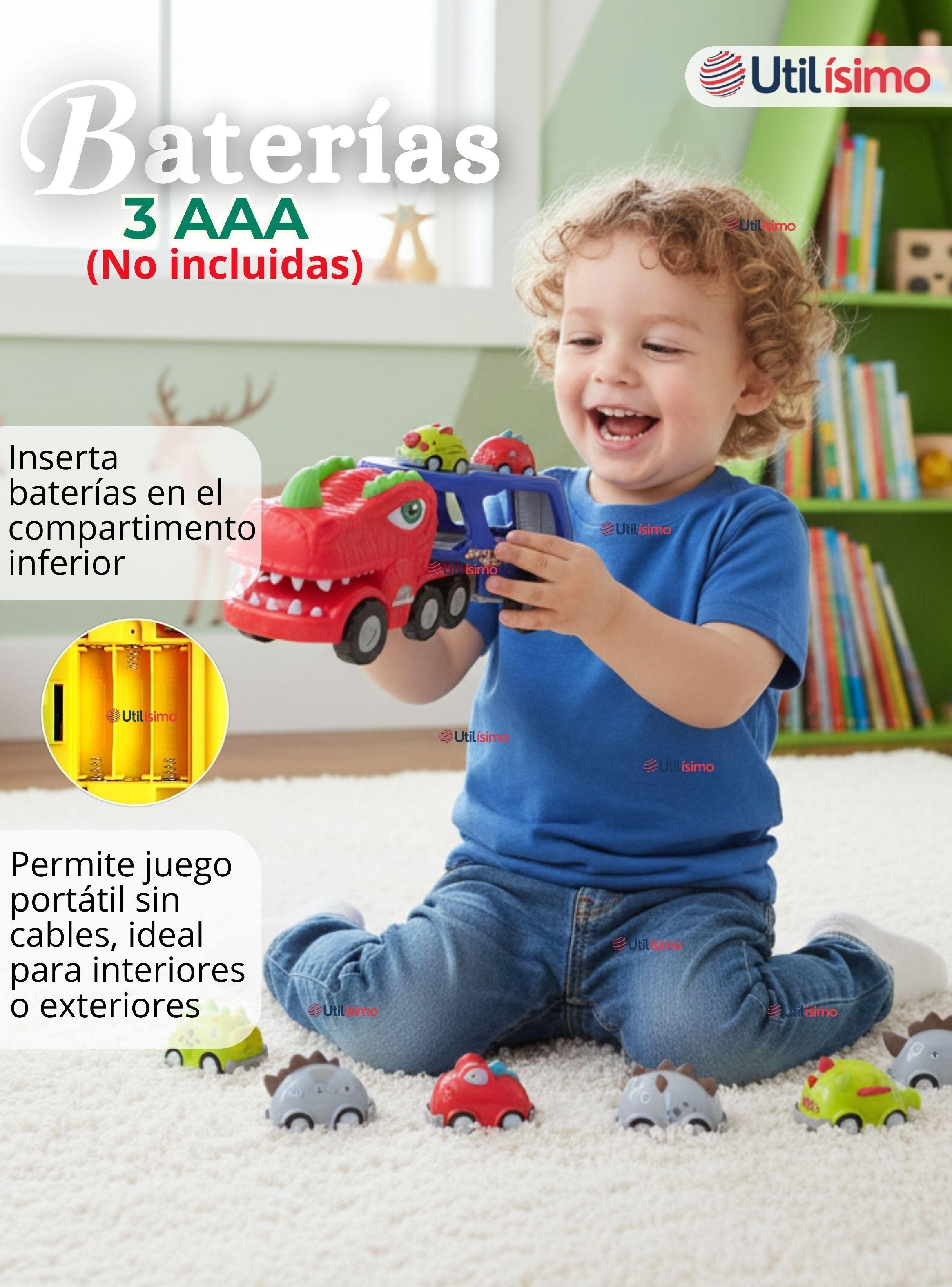 Camión Dinosaurio Con Música Luces Función de Spray + 8 Mini Coches-7