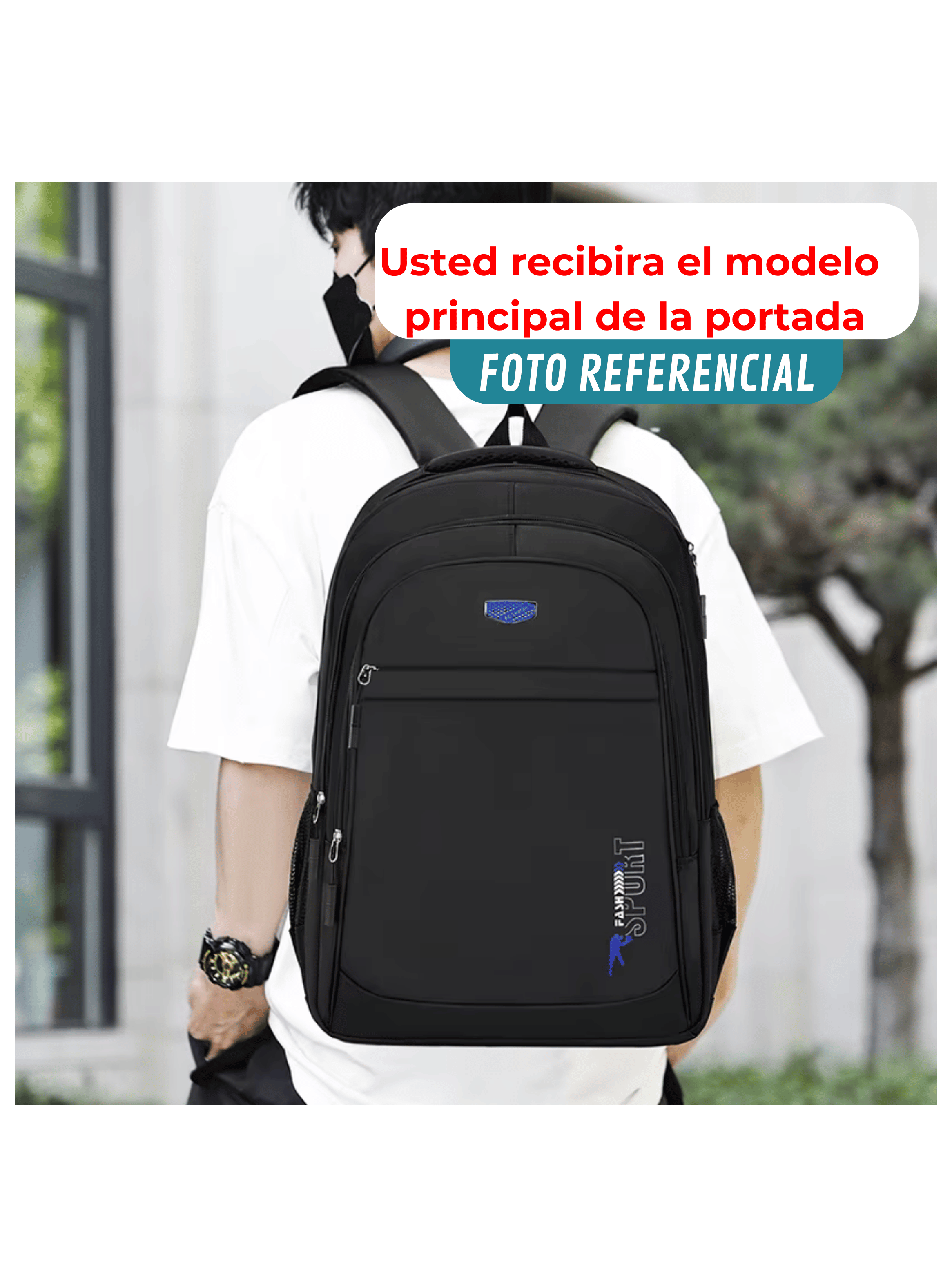 Mochila Escolar Juvenil y Universitario 50cm Diseño Multifuncional Red-2