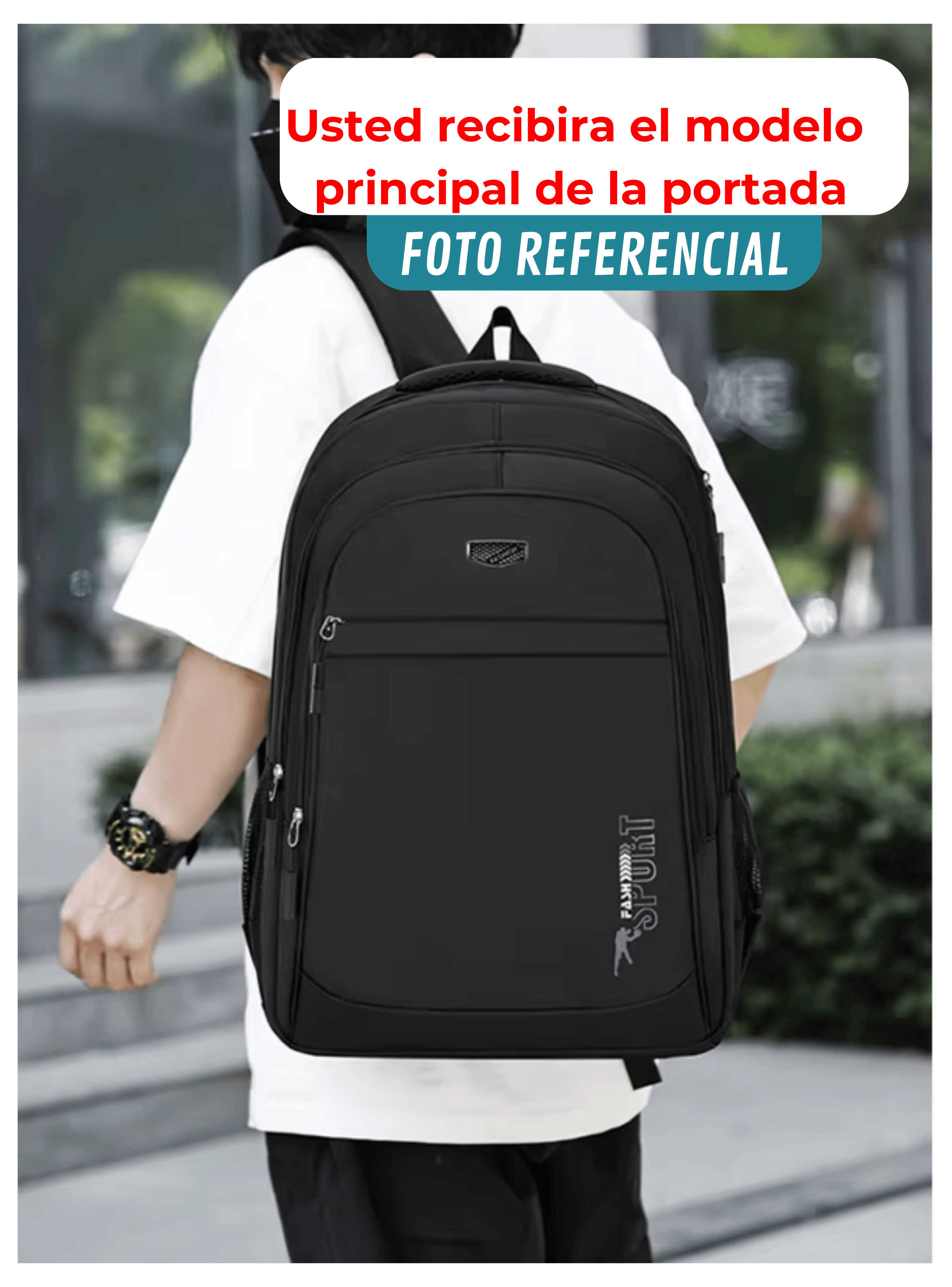 Mochila Escolar Juvenil y Universitario 50cm Diseño Multifuncional Red-3