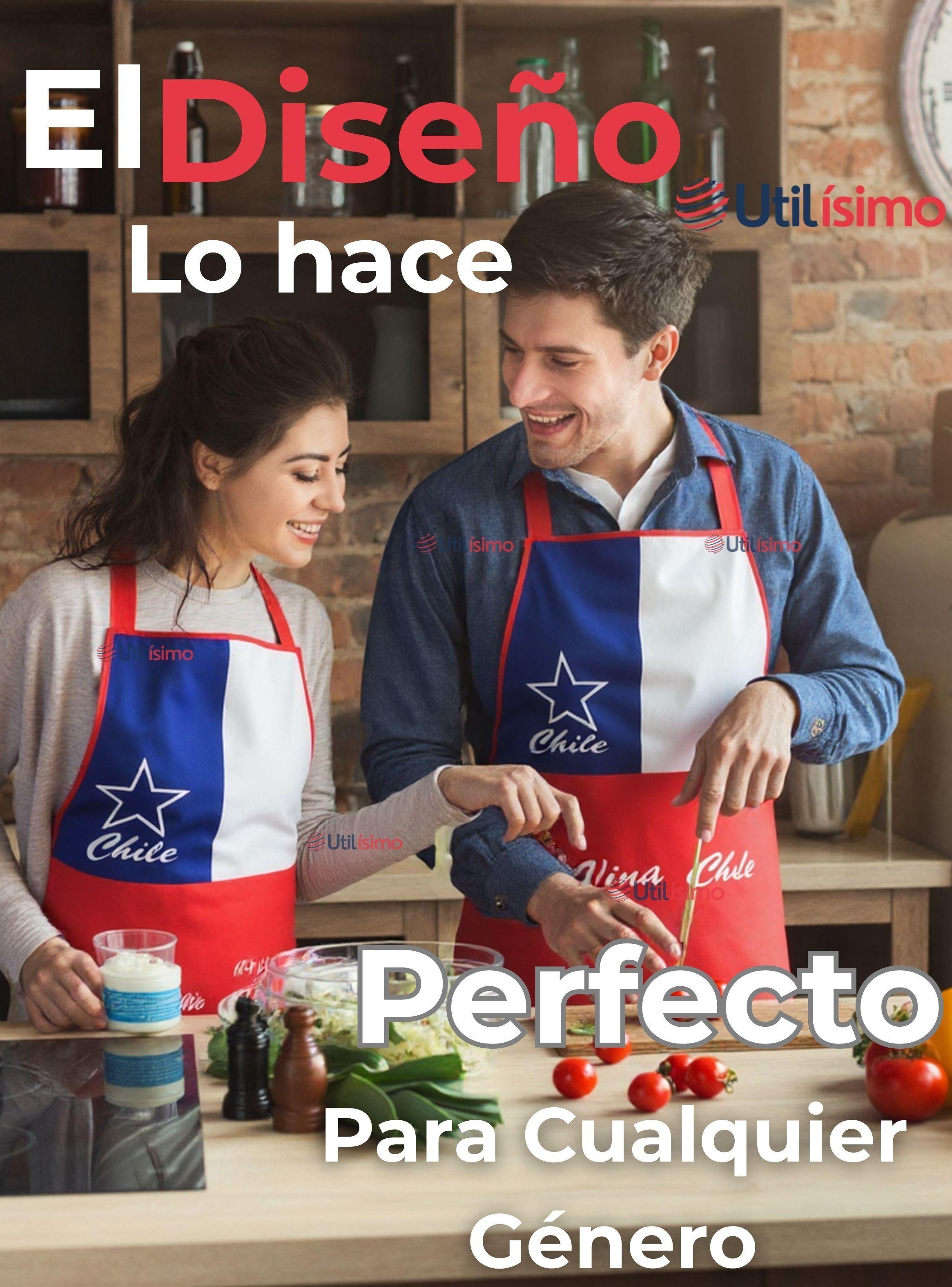 Delantal Cocina Fiestas Patrias Bandera Chilena 60X90 CM Viva Chile-4