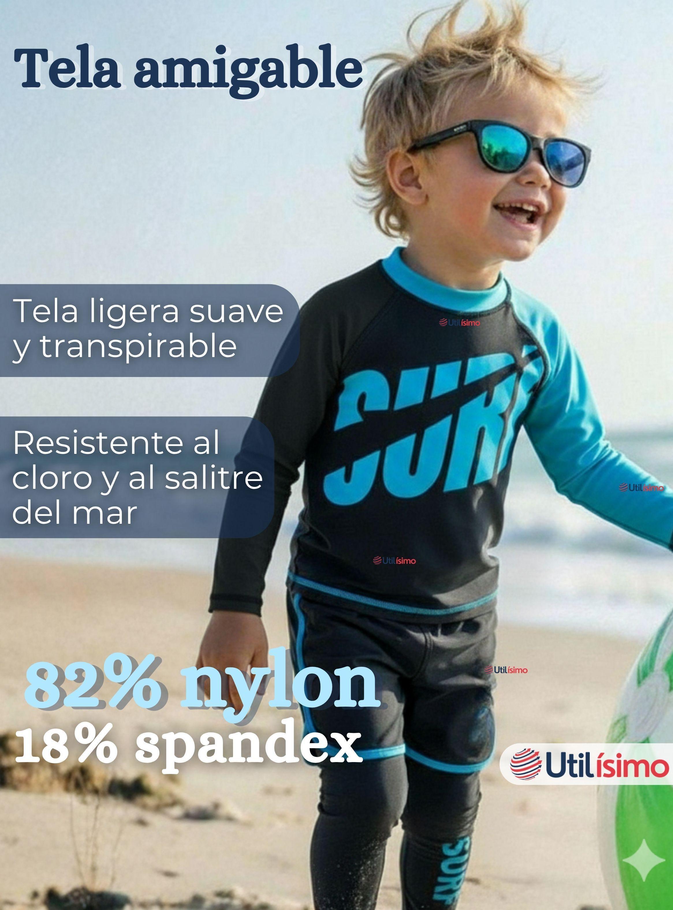 Traje de Baño Manga Larga Pantalón Largo Pantalón Corto 3 Piezas para Niños 3 a 11 años Black -2