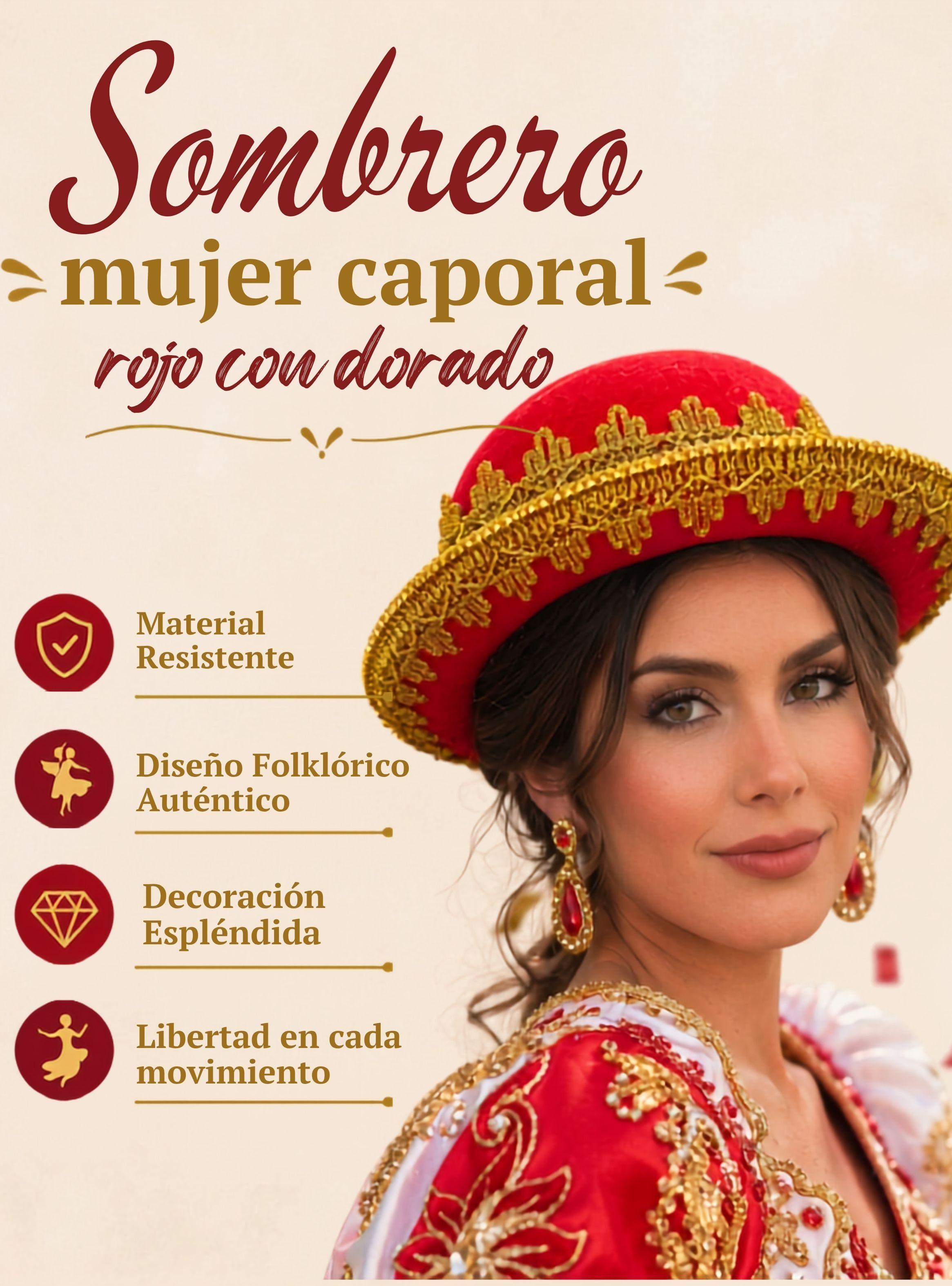 Sombrero Gorro Caporal Mujer Rojo Baile Típico Fiestas Patrias-4