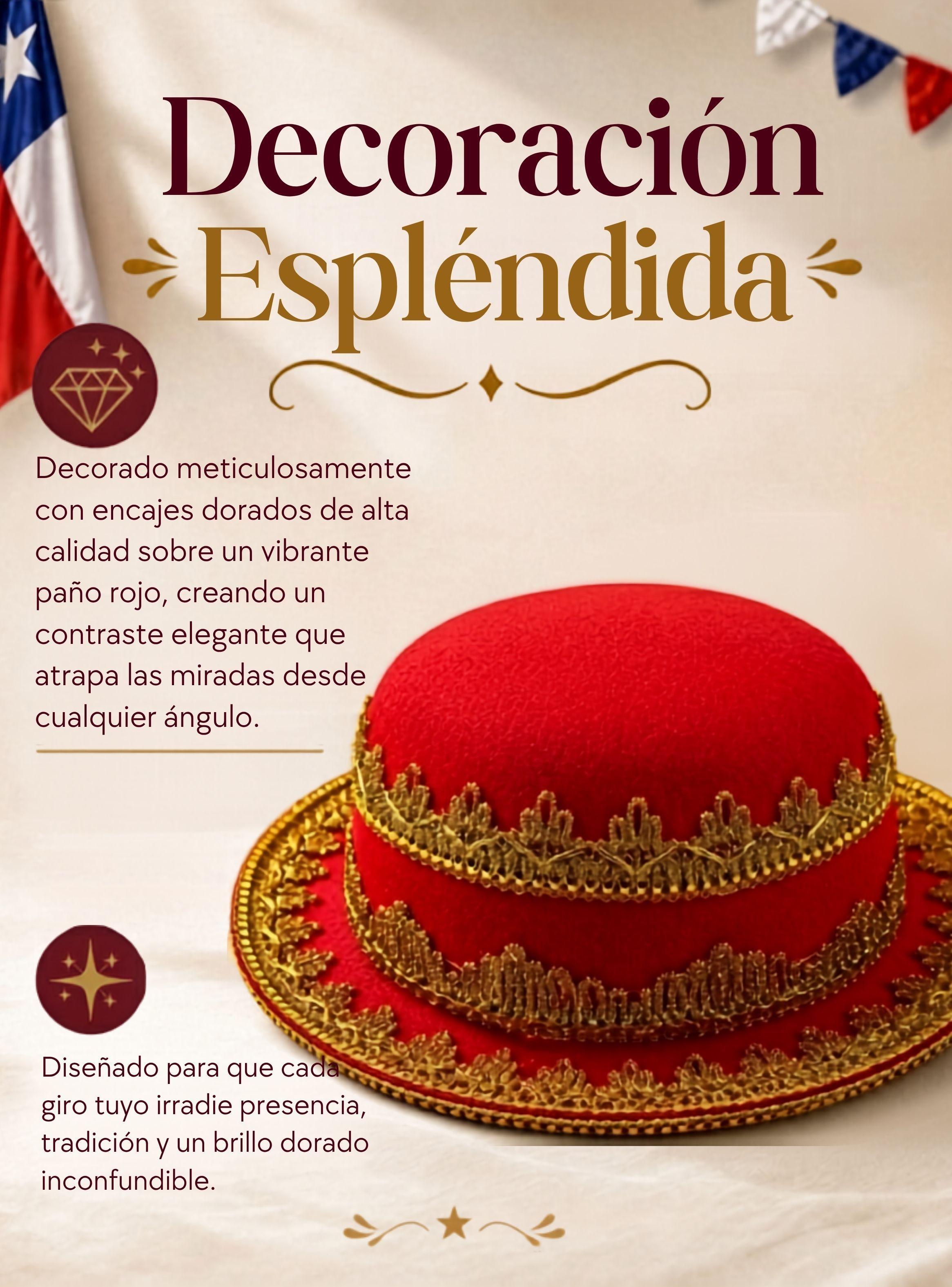Sombrero Gorro Caporal Mujer Rojo Baile Típico Fiestas Patrias-7
