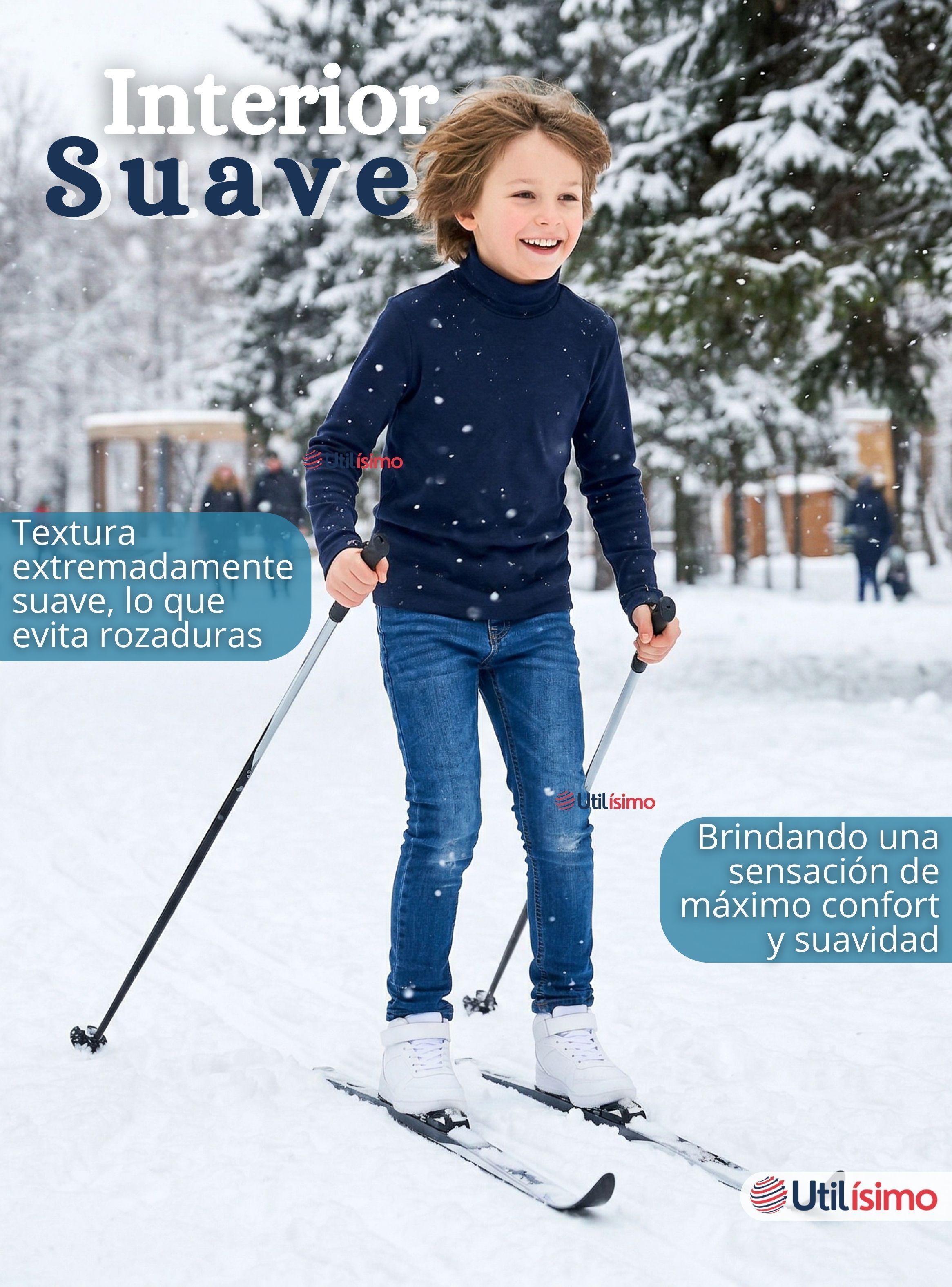 Polera Camiseta Polar Azul Oscuro Primera Capa Beatle Mangas Largas Niños-6