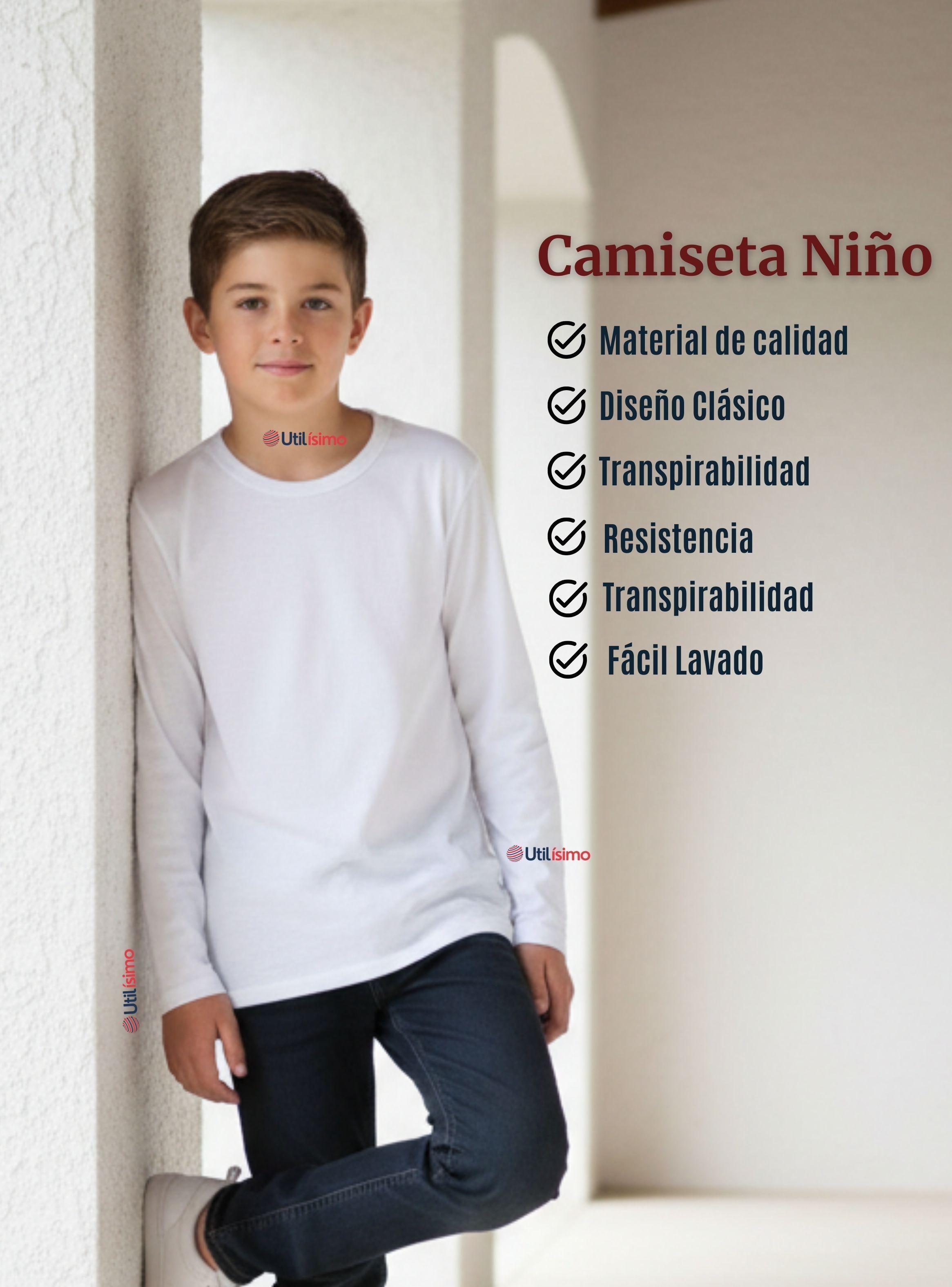 Pack 6 Camisetas Algodón Manga Larga Polera Primera Capa Color Blanco para Niños-3