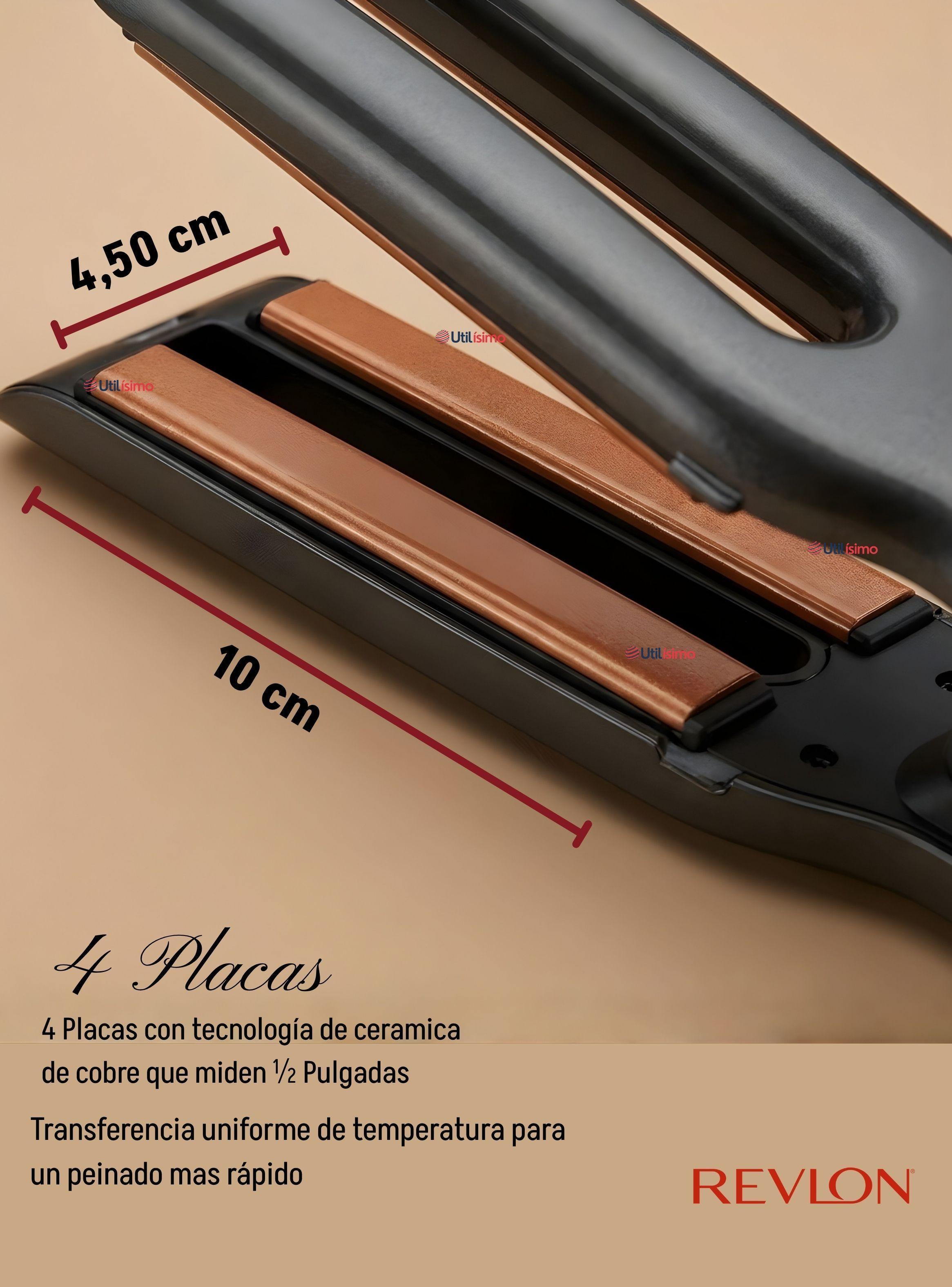 Plancha Alisadora De Cabello Revlon Placas Dobles Cerámica De Cobre RVST2204 Alaciadora Color Negro-5