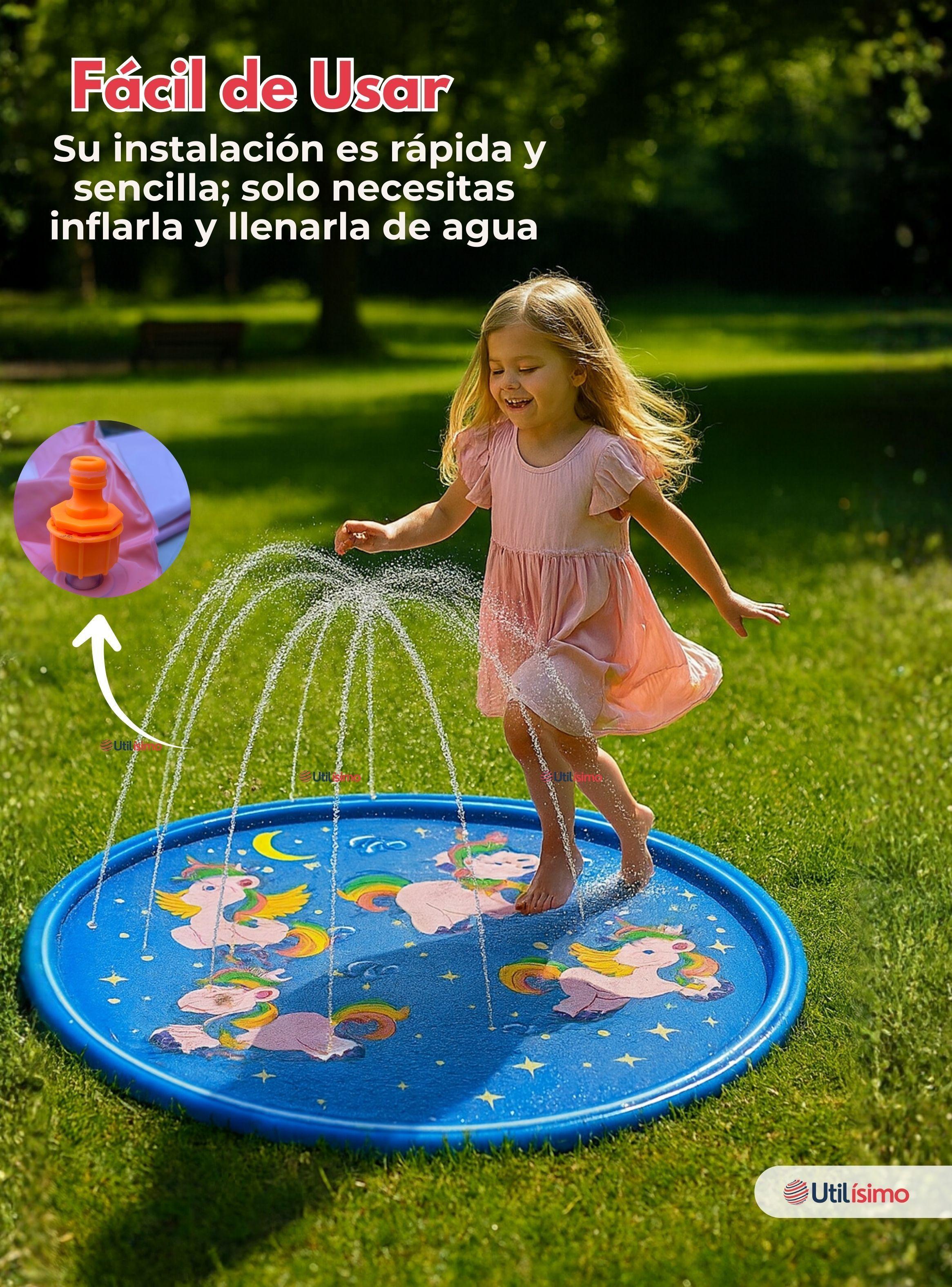 Alfombra Piscina Agua Rociador Para Niño 100 cm de Color Azul -7