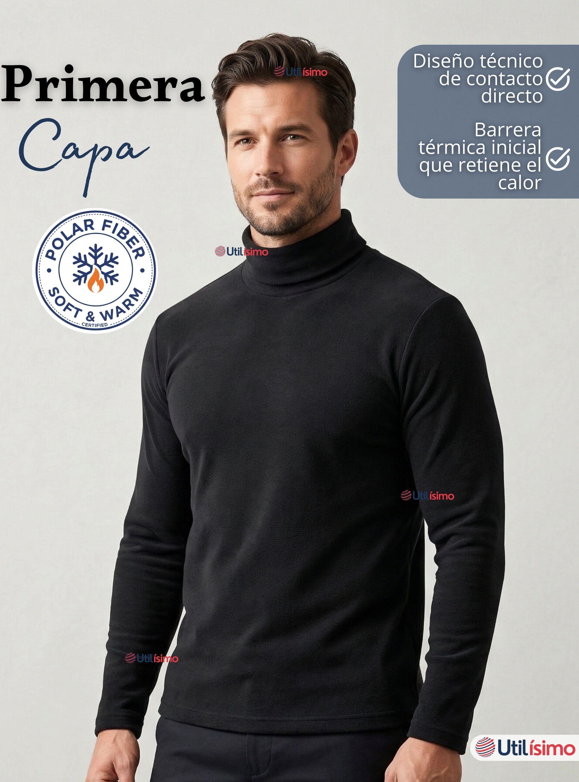 Pack 3 Camisetas Poleras Polar Primera Capa Cuello Beatle Manga Larga Negro -4