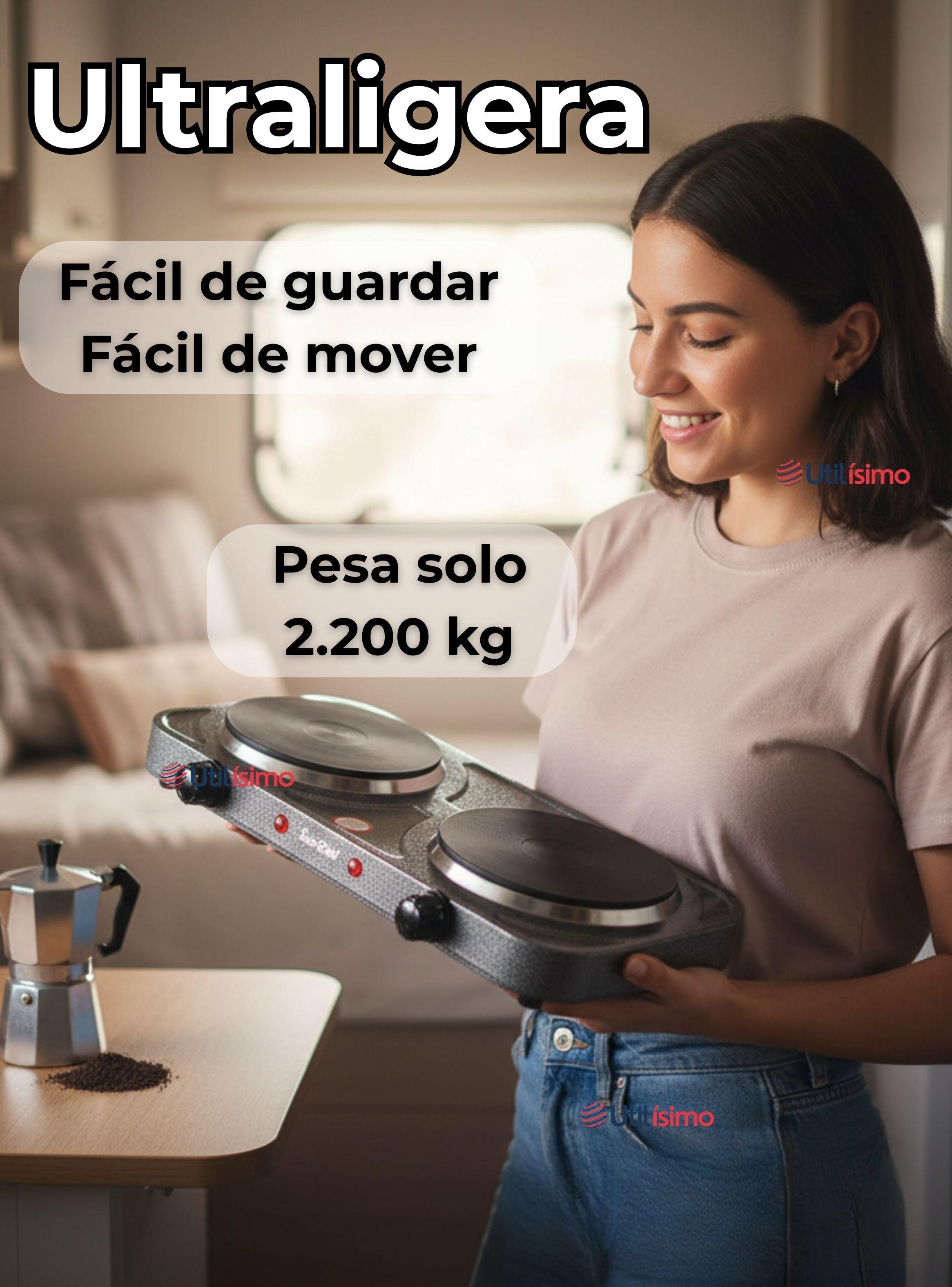 Cocina Eléctrica 2 Platos Cocinilla 2000W de Potencia Encimera  Portátil-4