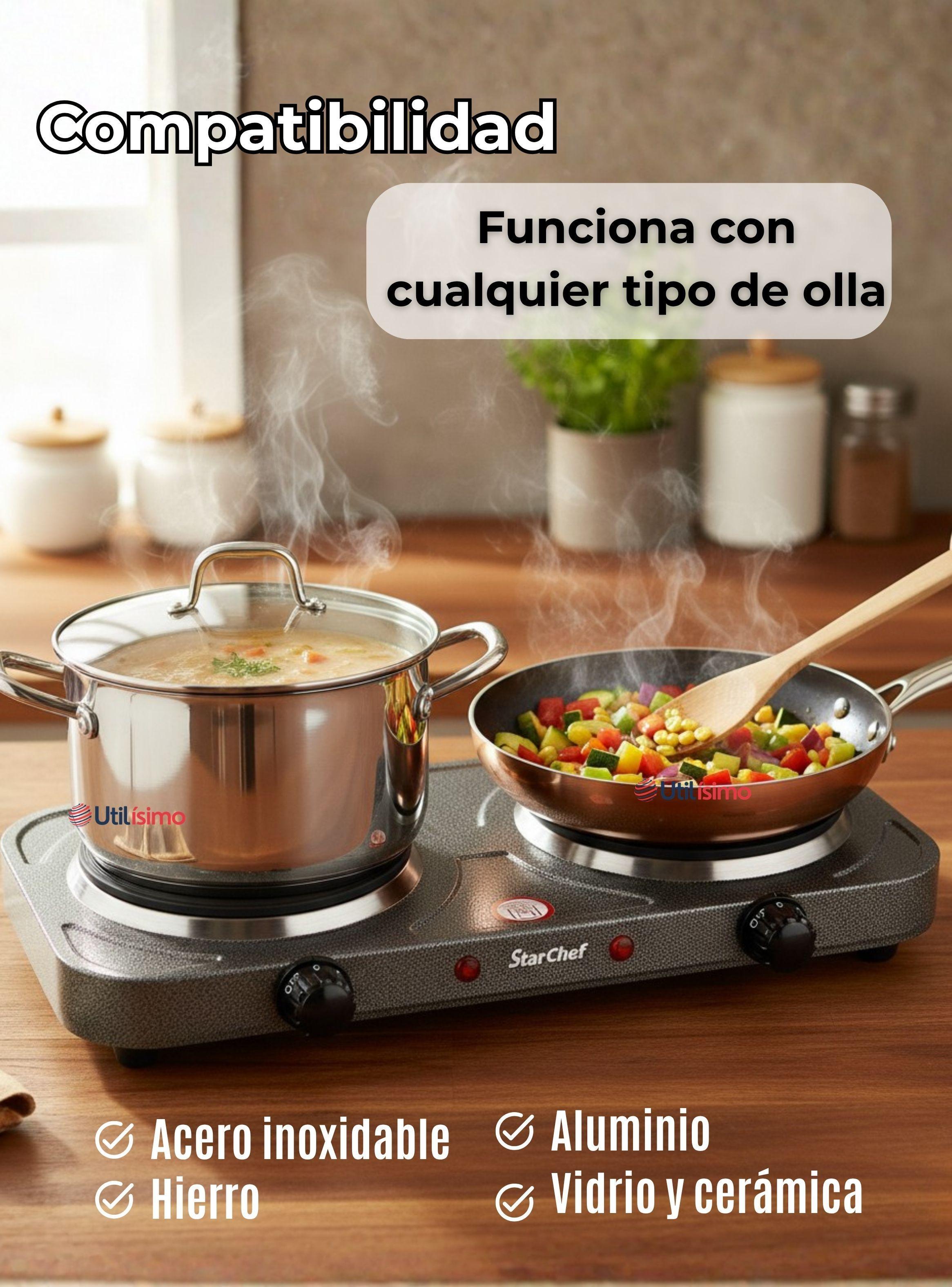 Cocina Eléctrica 2 Platos Cocinilla 2000W de Potencia Encimera  Portátil-6