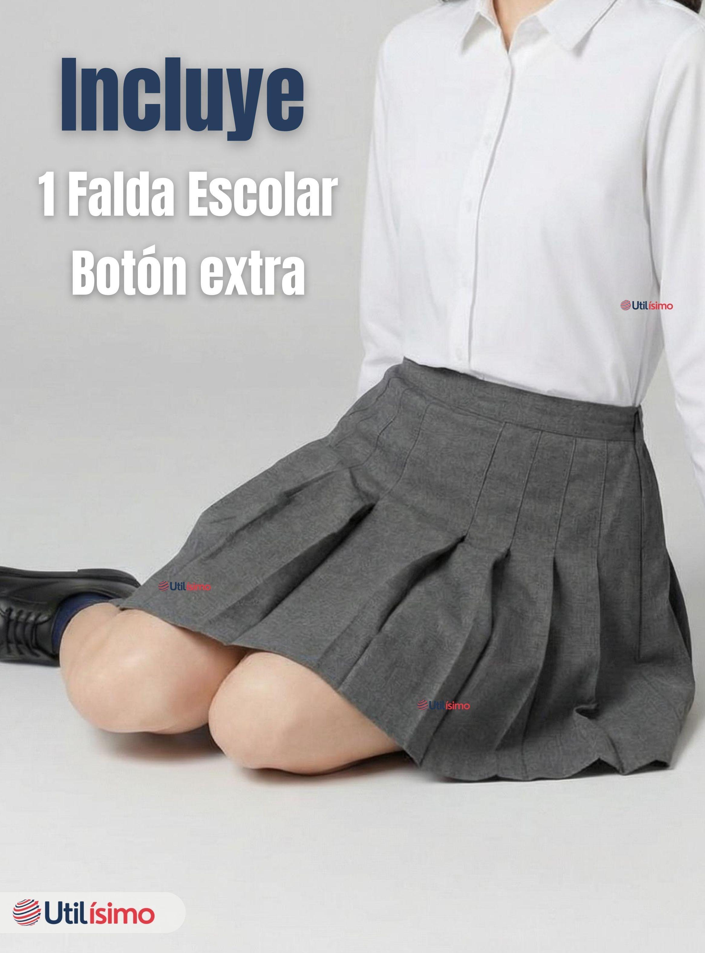 Falda Escolar Plisada Niña y Juvenil Color Gris-2