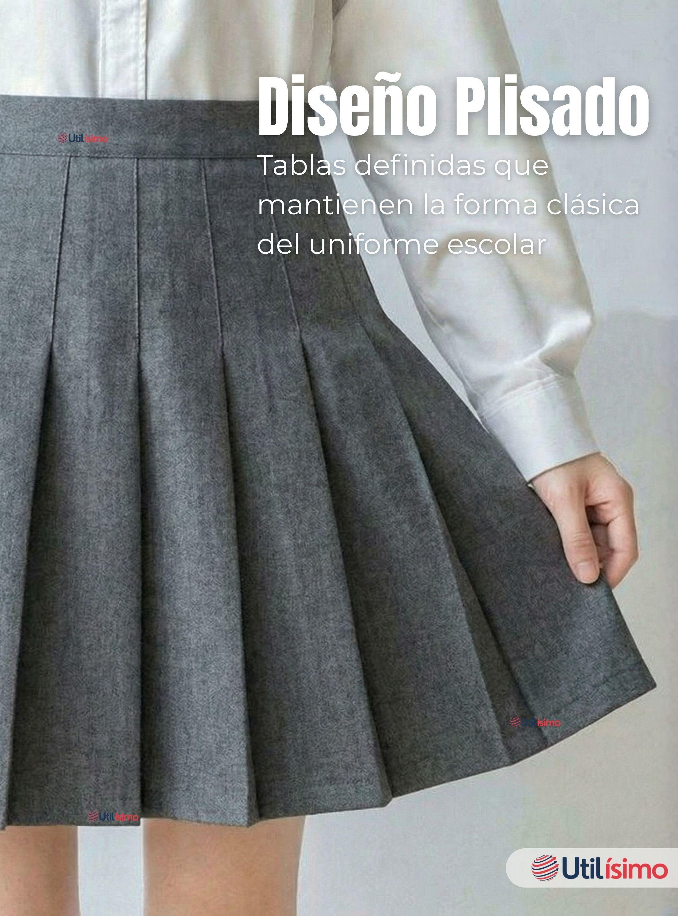 Falda Escolar Plisada Niña y Juvenil Color Gris-7