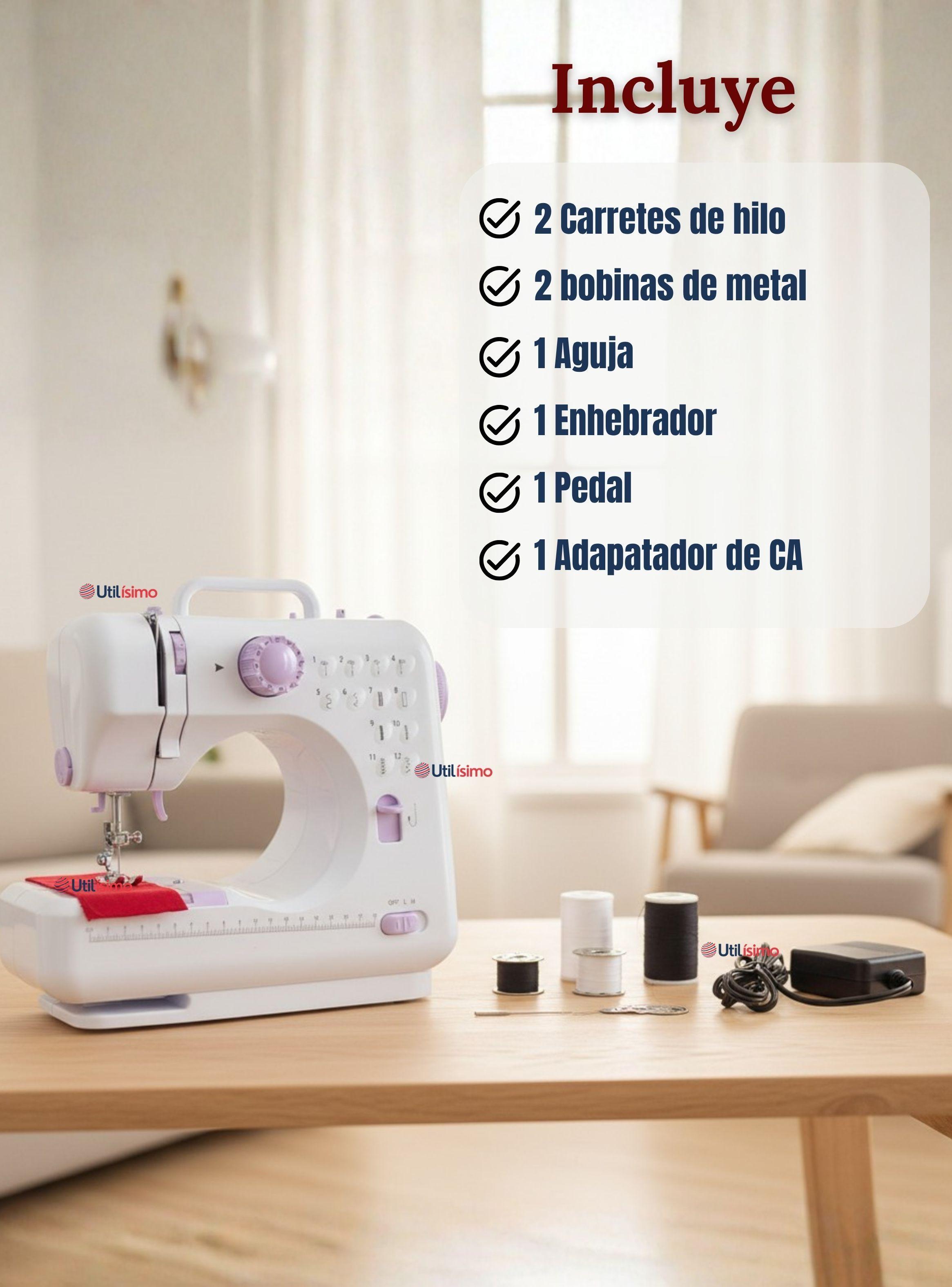 Mini Máquina De Coser Portátil Multifuncional de Color Blanco -2
