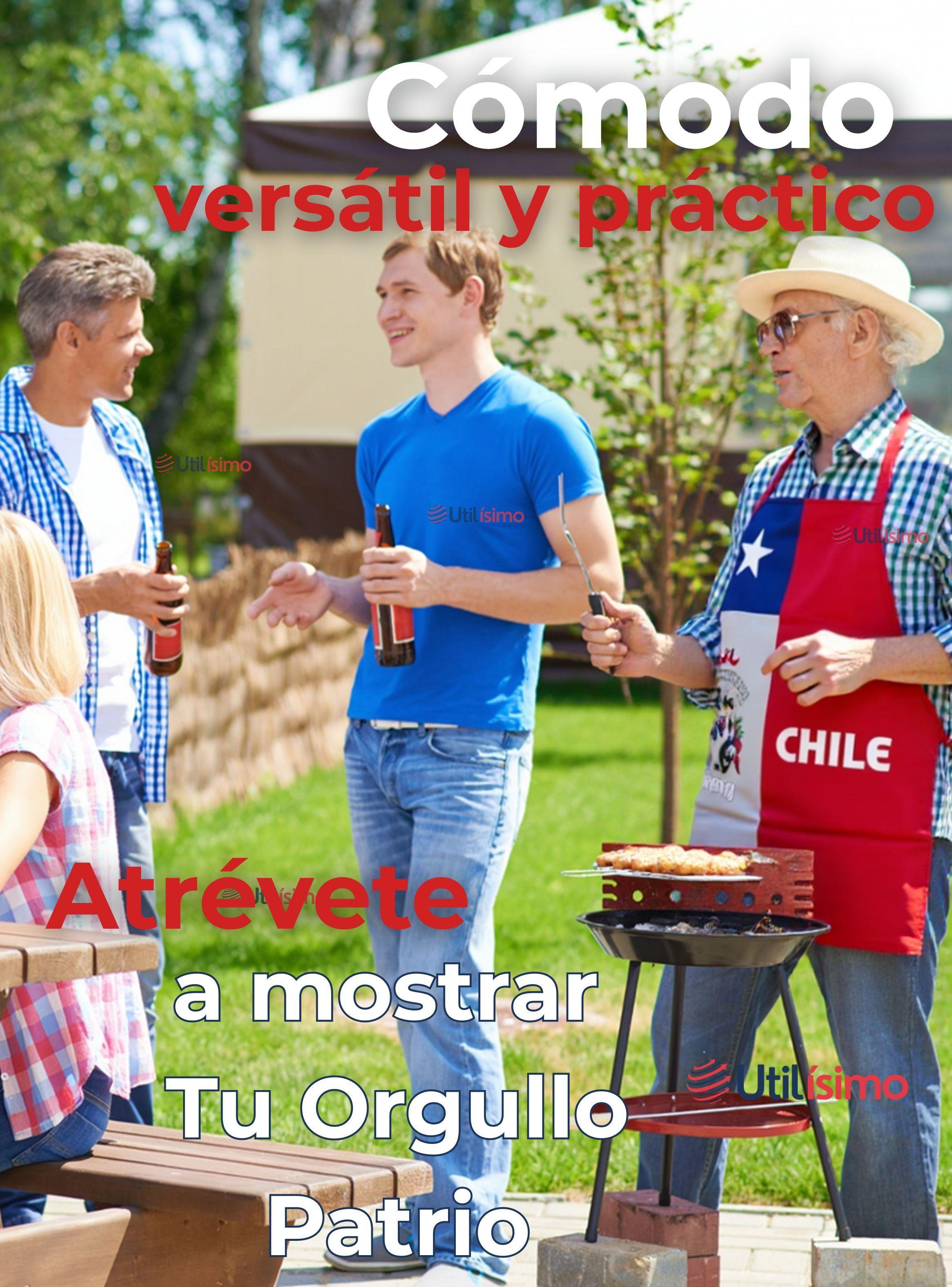  Pack 3 Delantal Cocina Chile Fiestas Patrias Bandera Chilena 60X90 CM Condorito-6