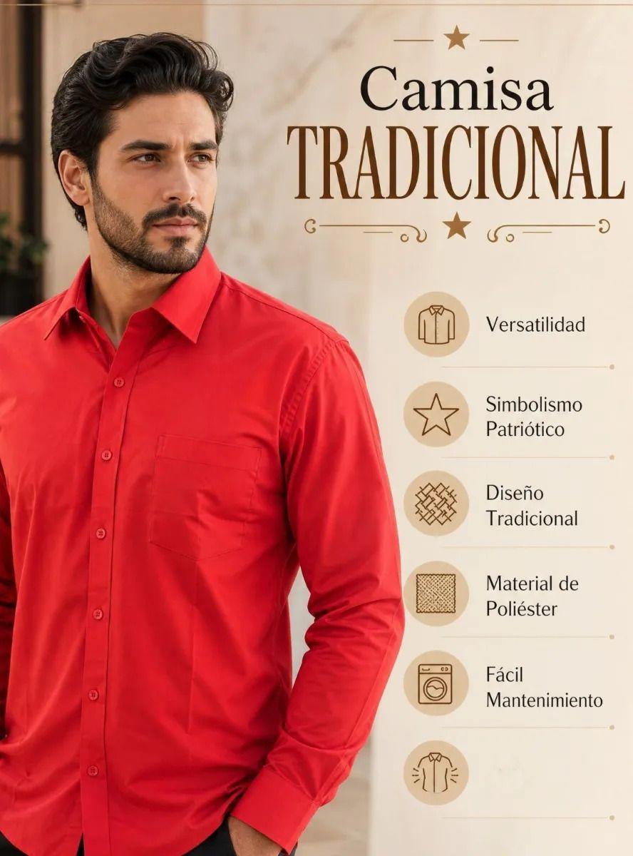 Camisa Roja Huaso Hombre Clásica Fiestas Patrias-4
