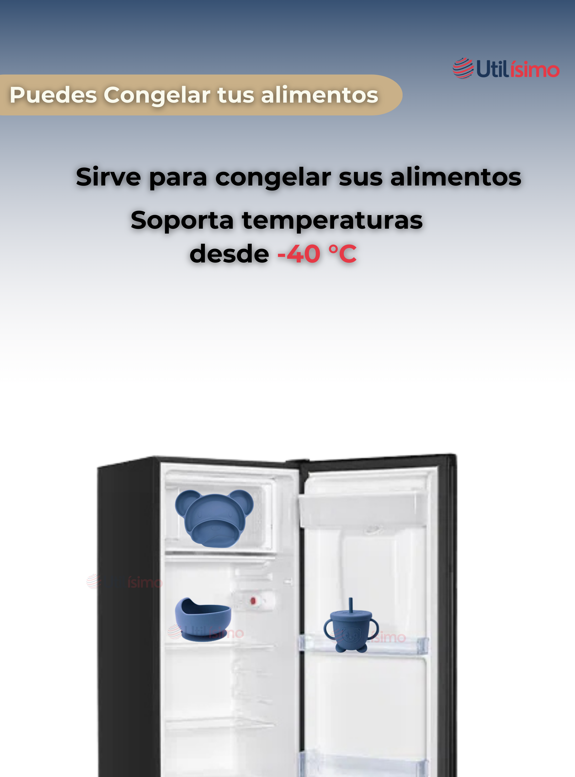 Set De Alimentación Bebé Silicona 6 Piezas Libre BPA Azul-4