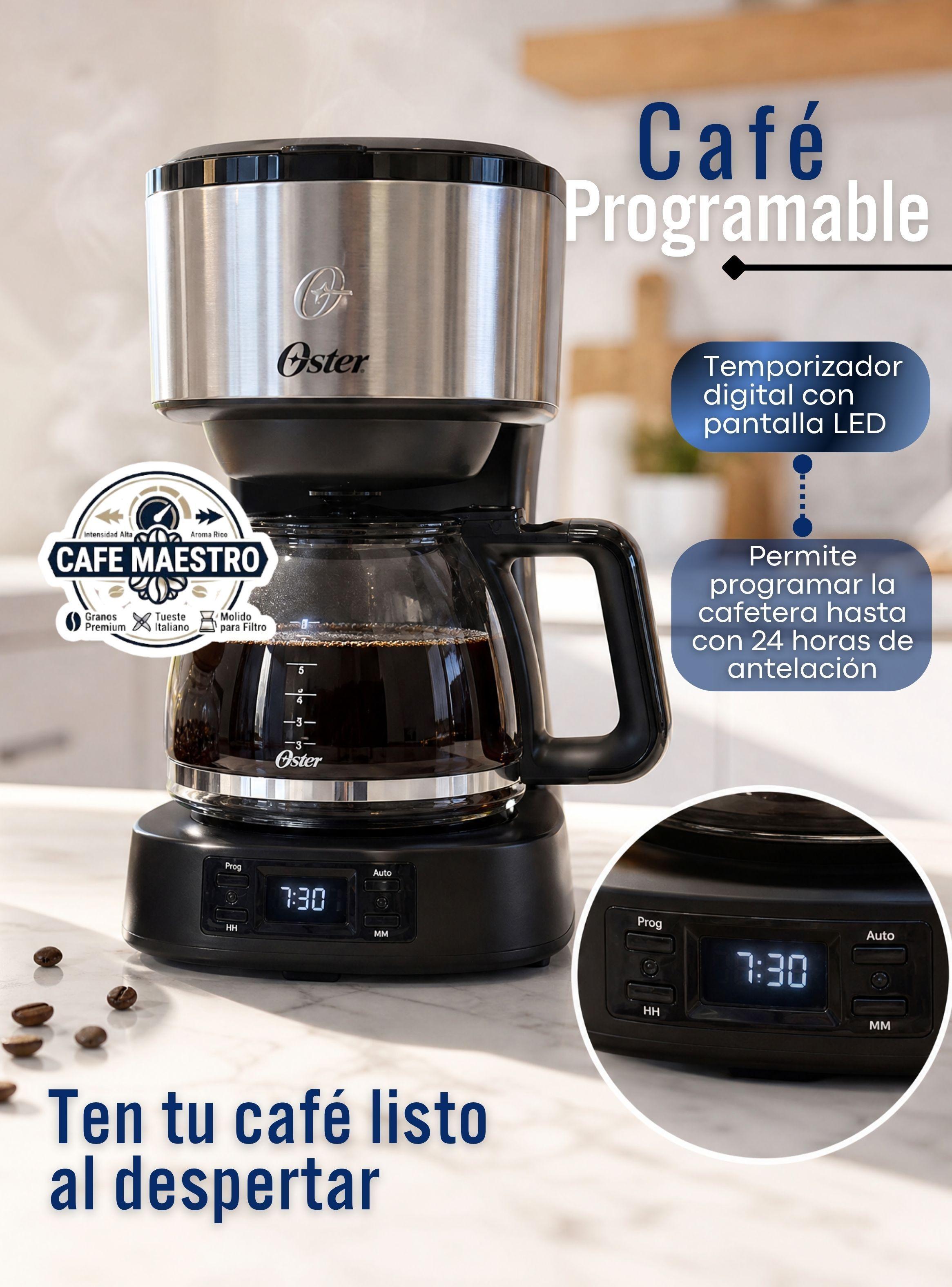 Cafetera programable Oster® 8 tazas acero inoxidable BVSTDC10SS-5