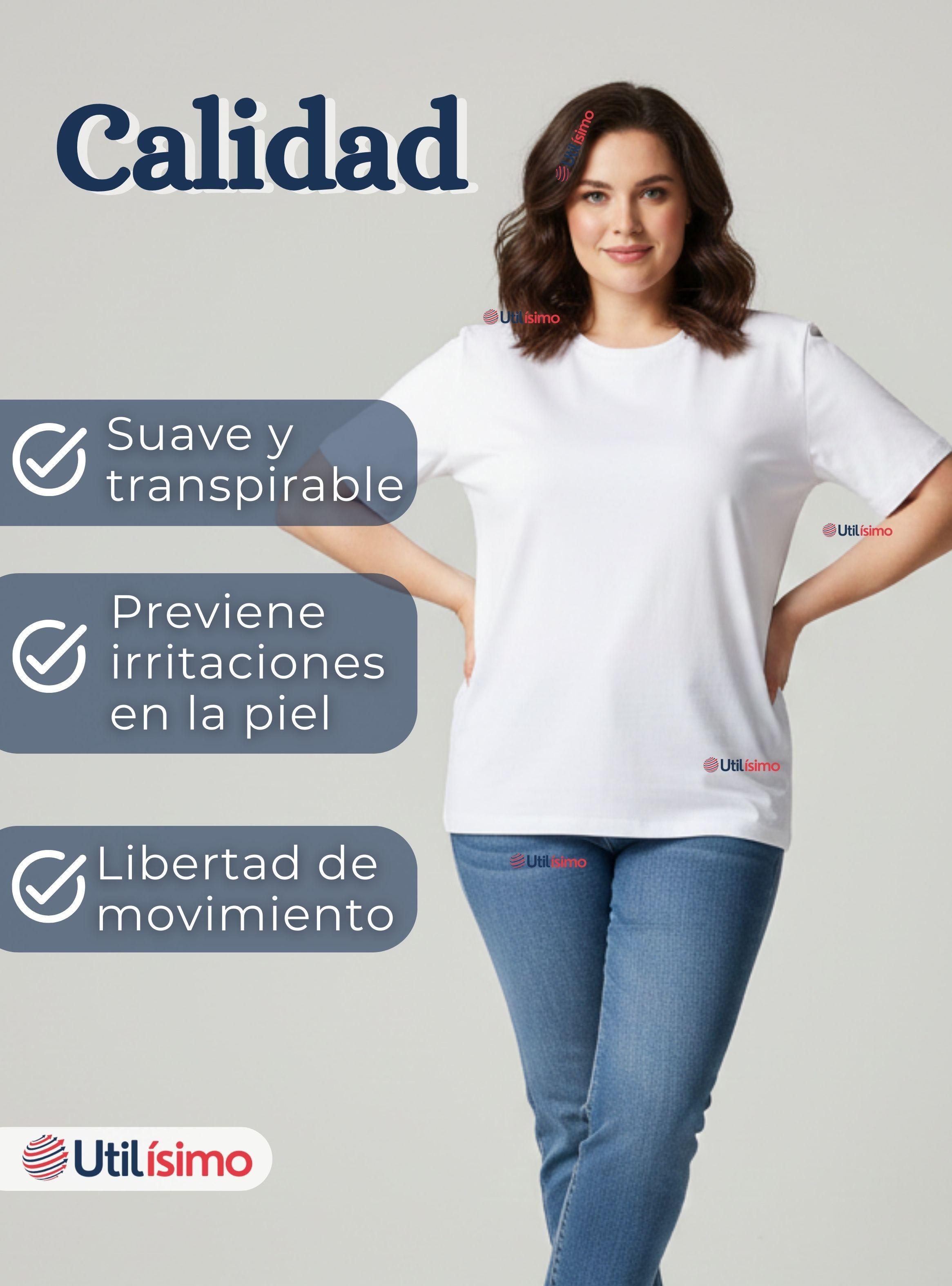 Camiseta Polera 100% Algodón Básica Lisa Elástica para Mujer Blanco-6