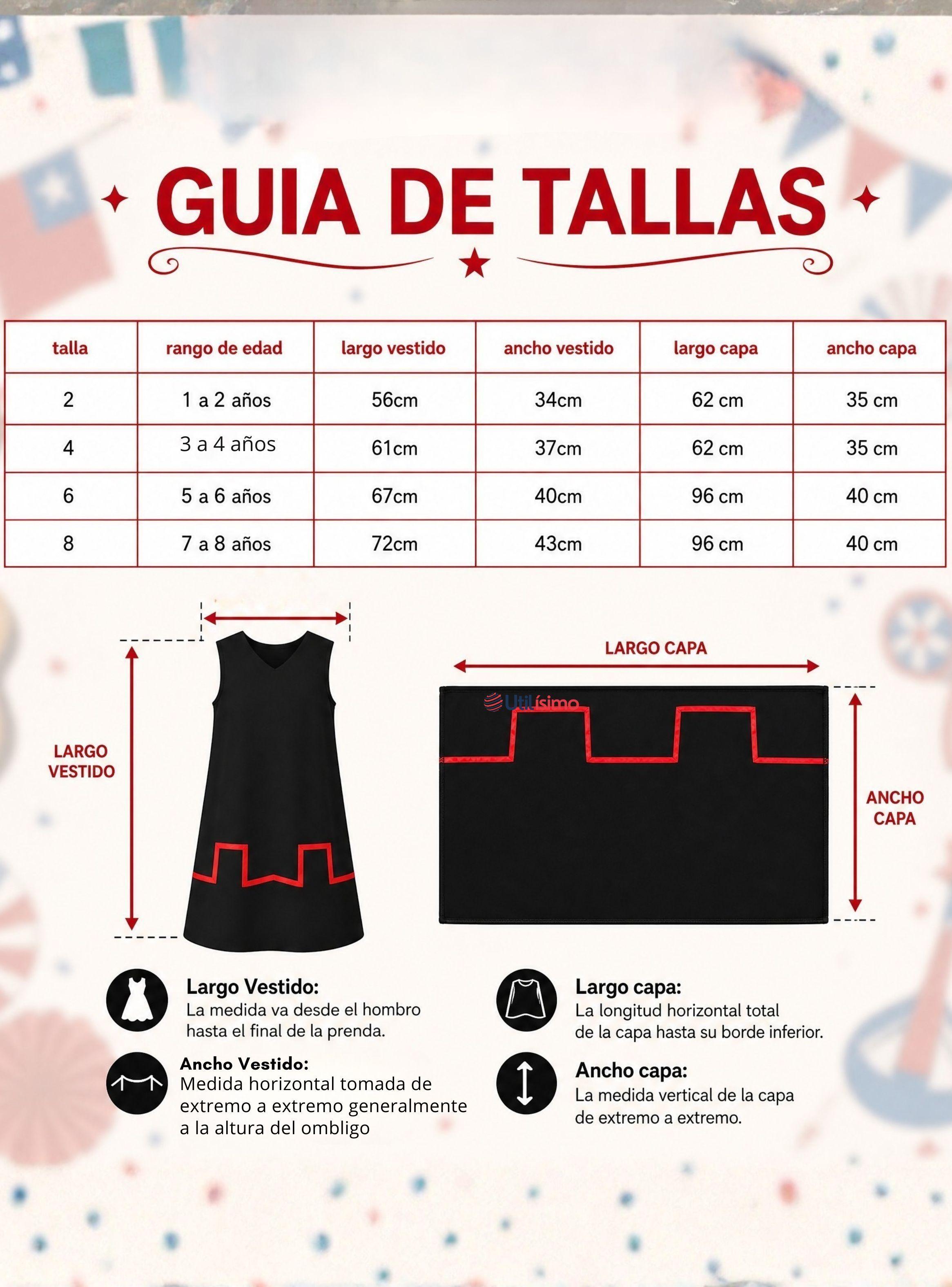  Pack 3 Trajes Típicos Vestido Mapuche Completo 5 Piezas Niña Fiestas Patrias-2
