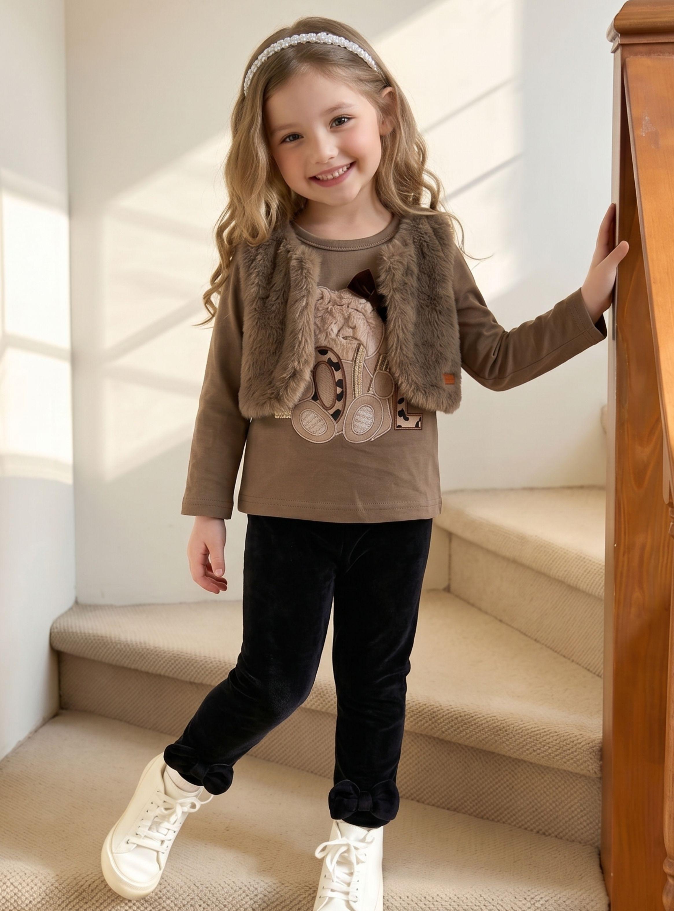 Conjunto Buzo Polera Chaleco 3 Piezas Tedmimak Niña Pretty Bear-0