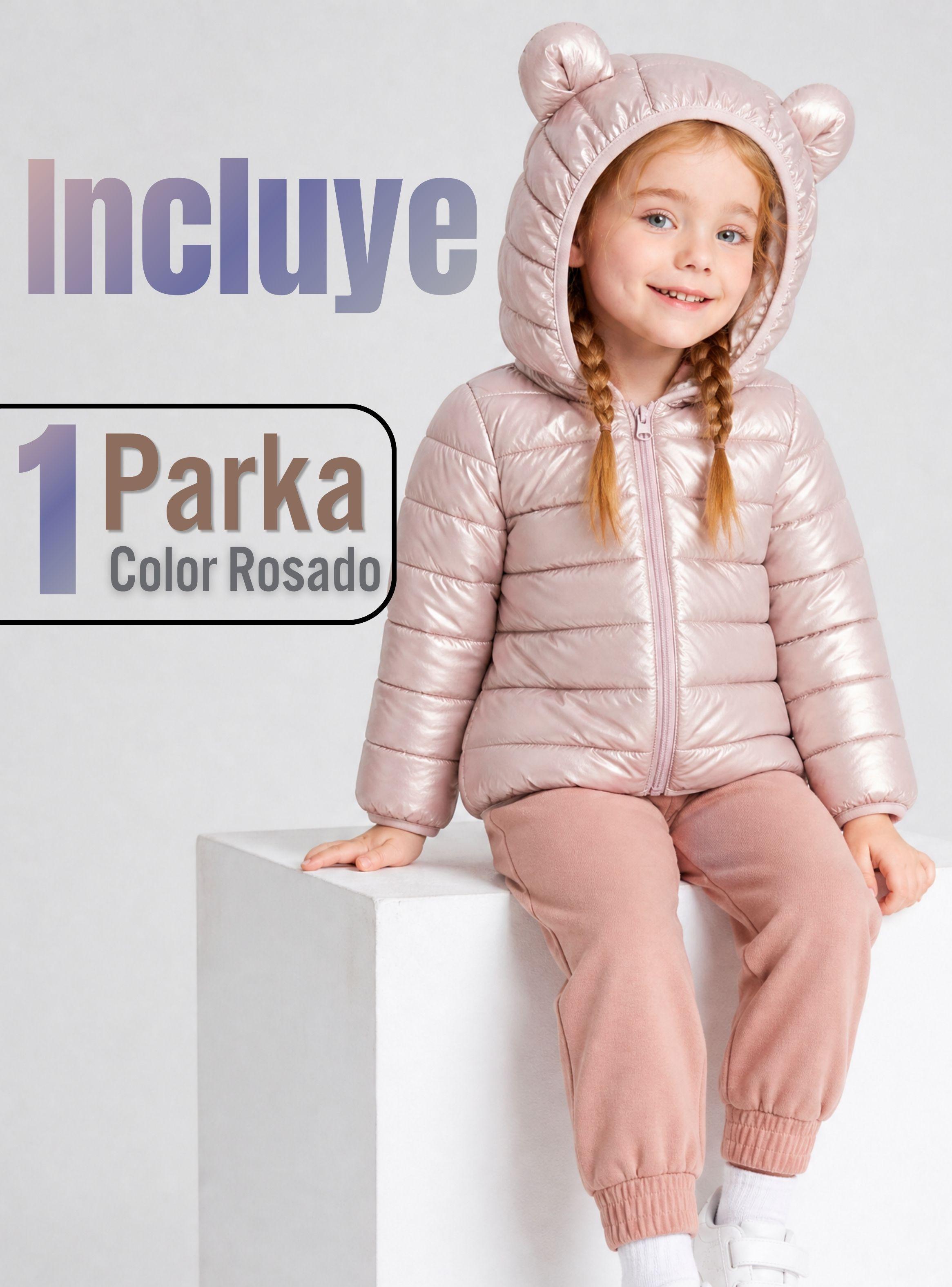 Parka Bebé Niña Rosada Térmica Acolchada Con Orejitas Beautiful Pink-2