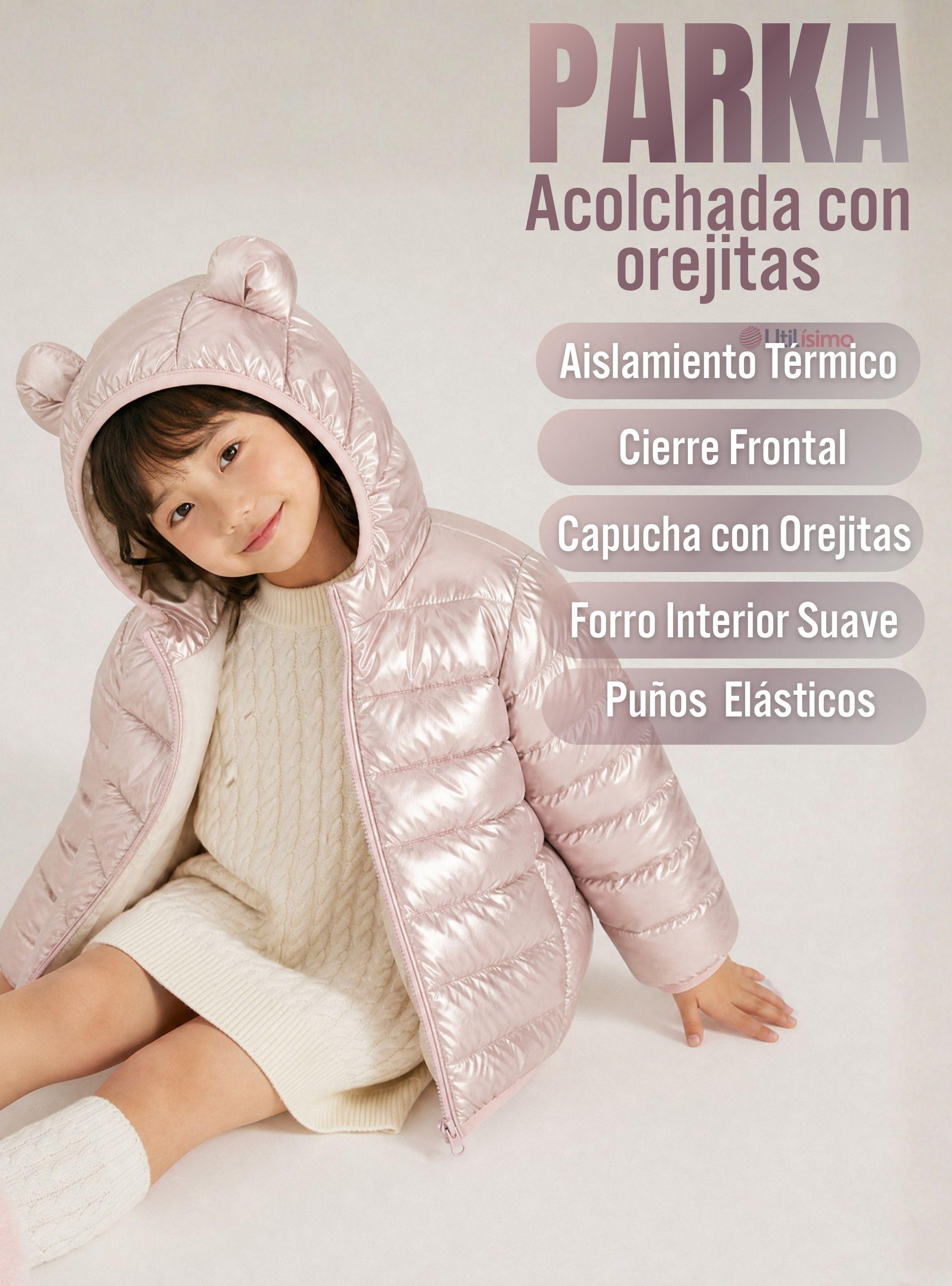 Parka Bebé Niña Rosada Térmica Acolchada Con Orejitas Beautiful Pink-4