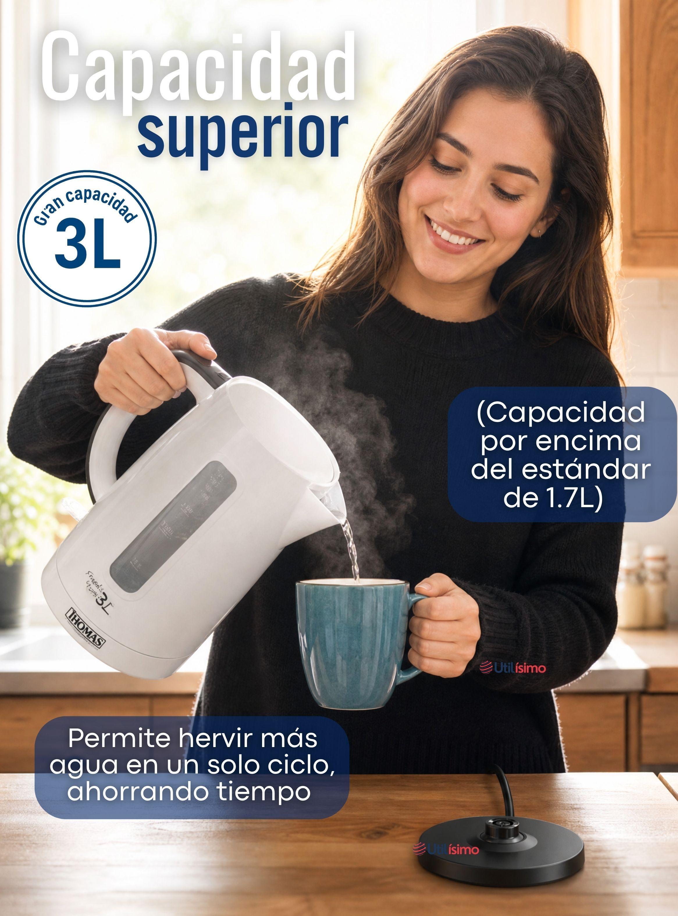 Hervidor Eléctrico Thomas 3 Litros Alta Potencia Tecnologia Alemana Blanco-5