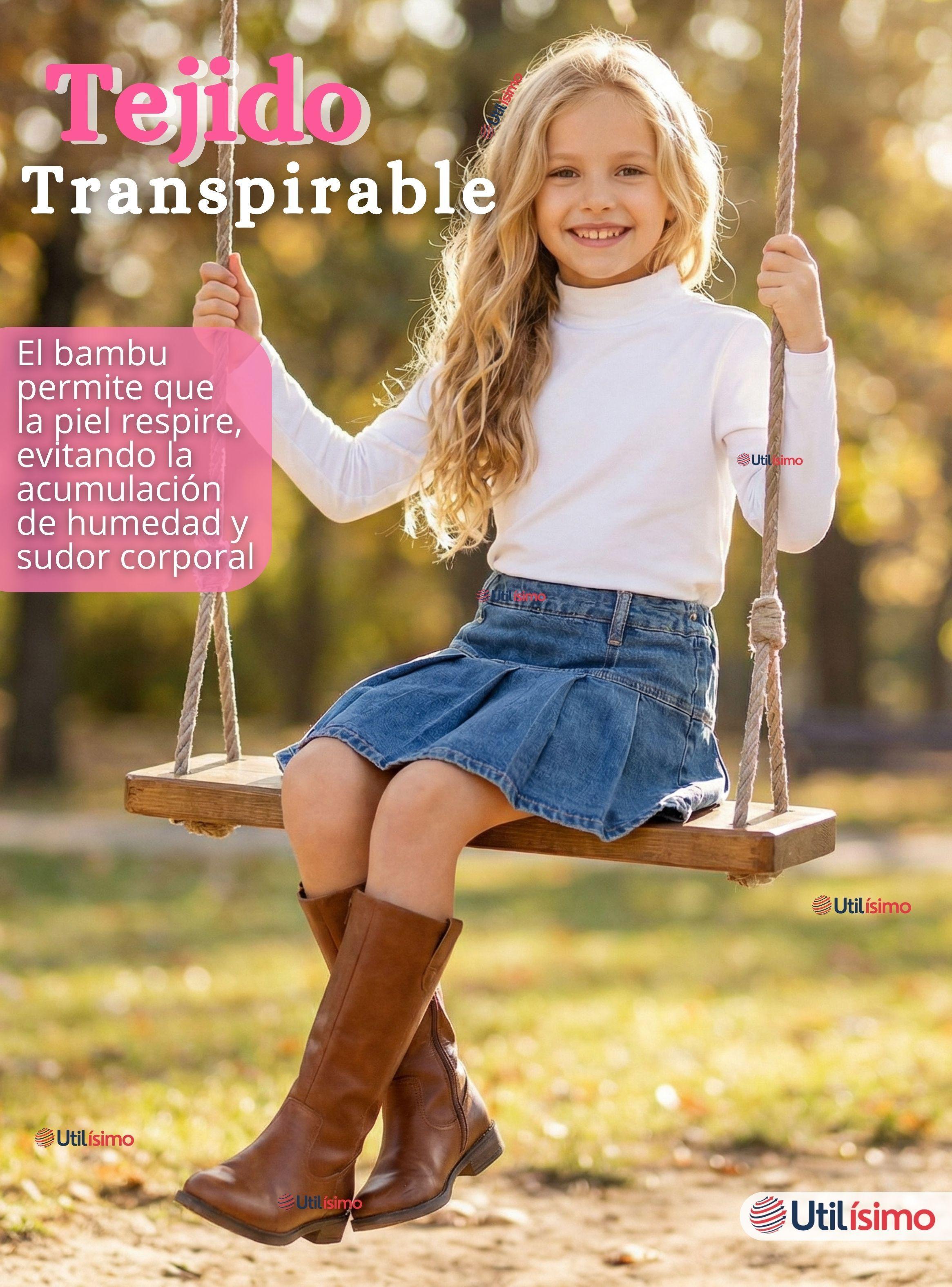 Polera Camiseta Bambú Cuello Beatle Primera Capa Manga Larga Colores Surtido Niñas-6