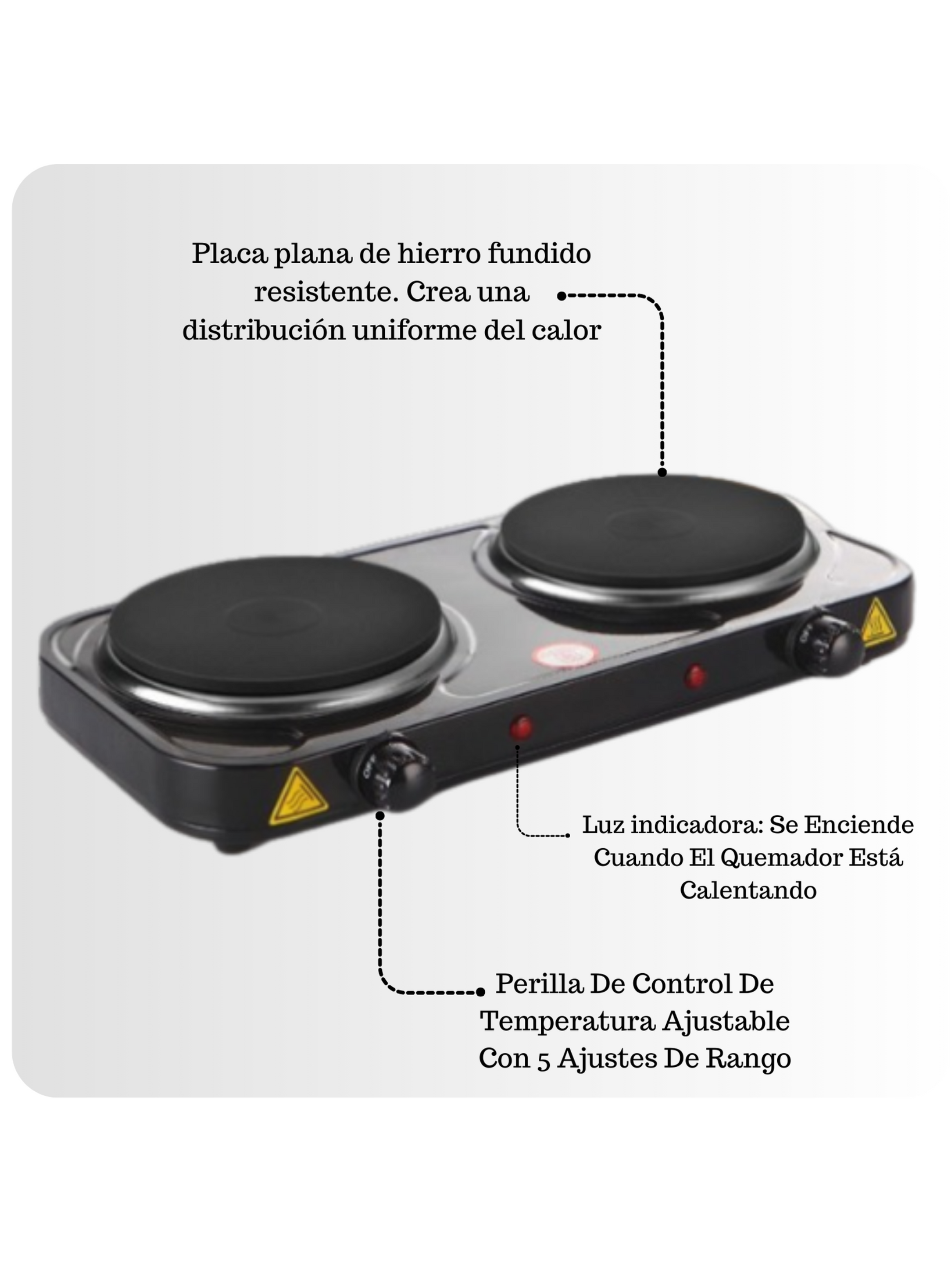 Cocina Eléctrica 2 Platos 2000w Cocinilla Portátil-3