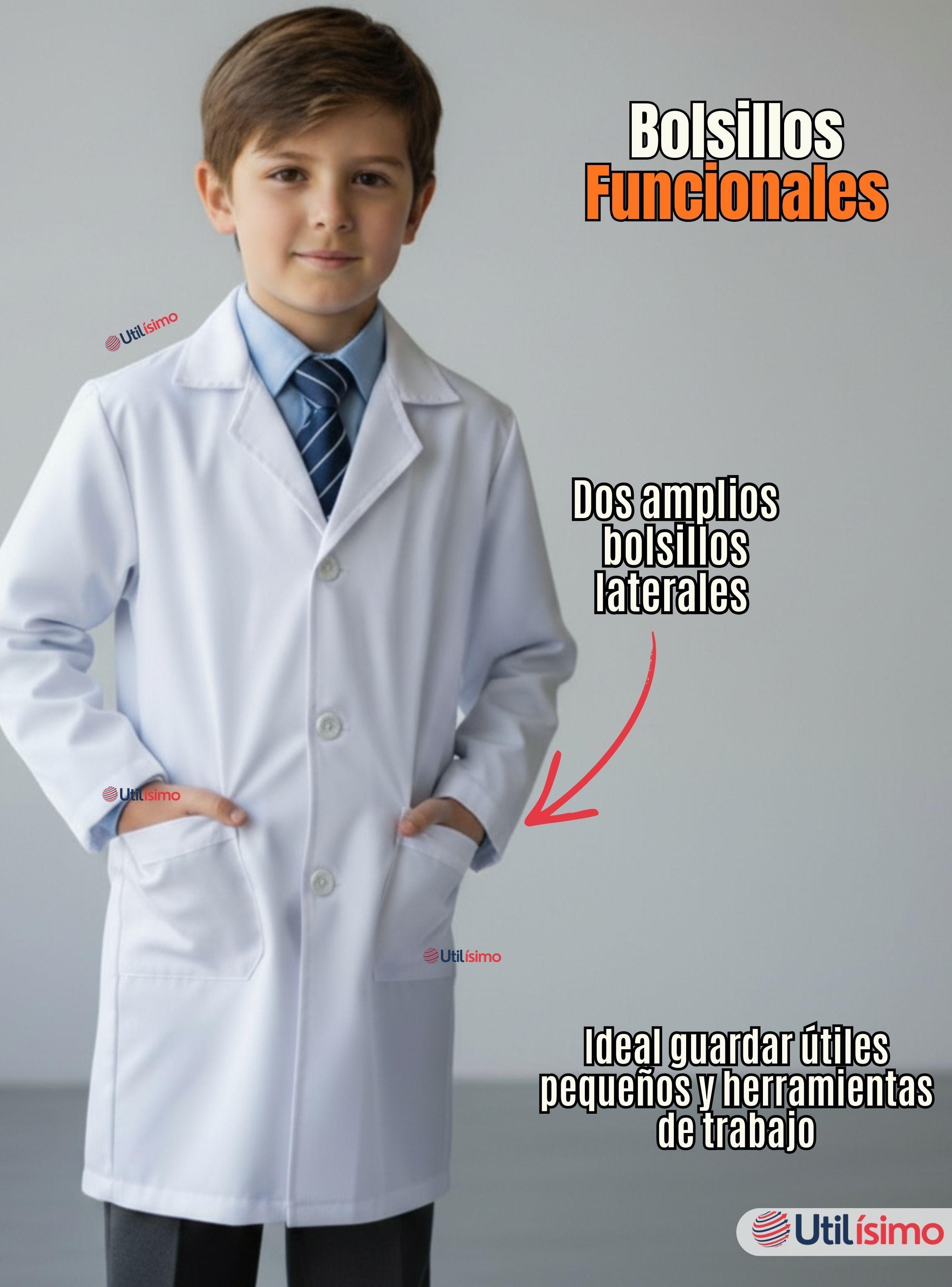 Cotona Delantal Escolar Color Blanco Niño y Niña Unisex Bata-7