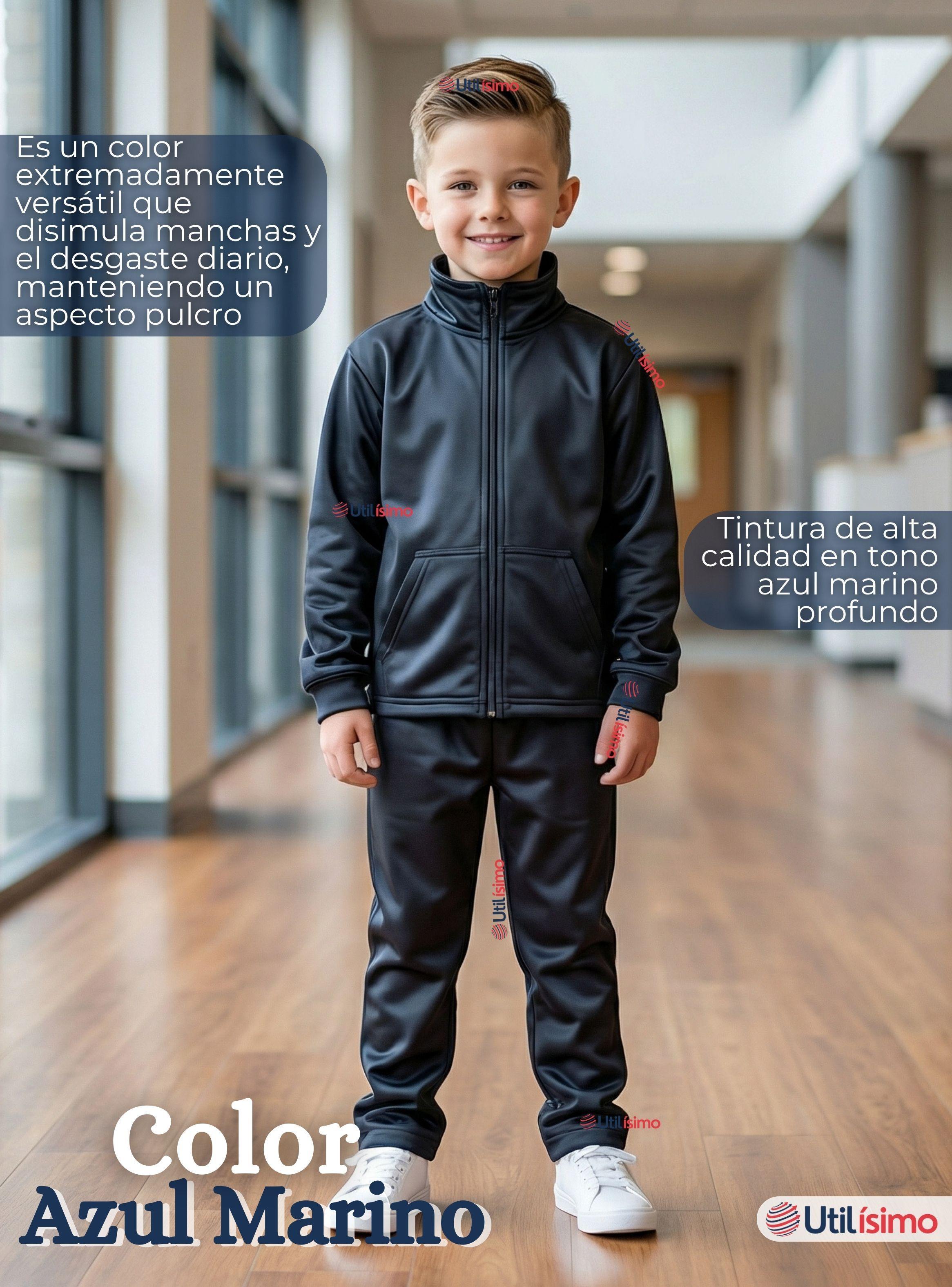 Conjunto Escolar Buzo Pantalón Y Polerón Tela Sintética Niño Unisex Azul 3 a 16 años-3