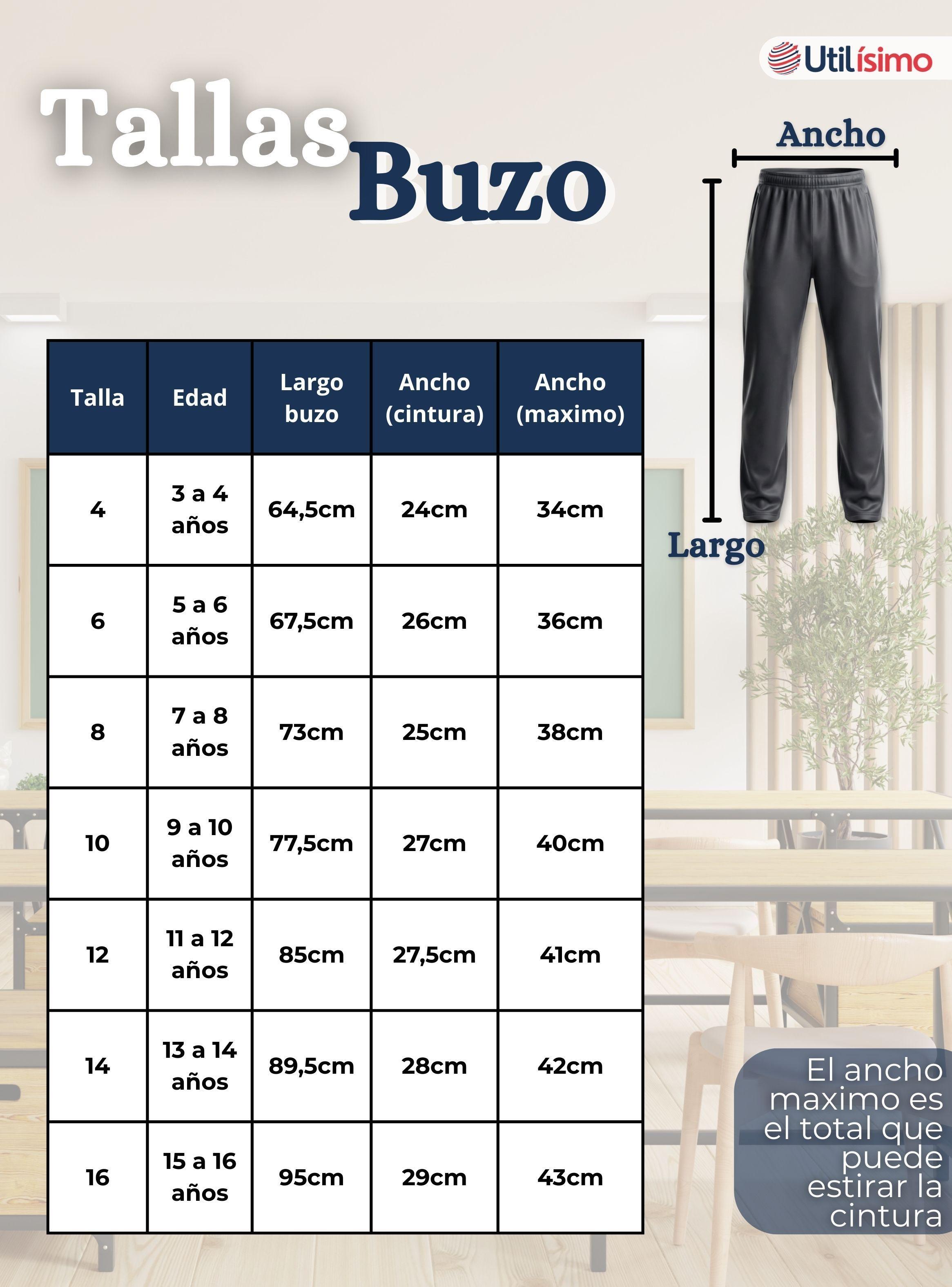 Conjunto Escolar Buzo Pantalón Y Polerón Tela Sintética Niño Unisex Azul 3 a 16 años-5