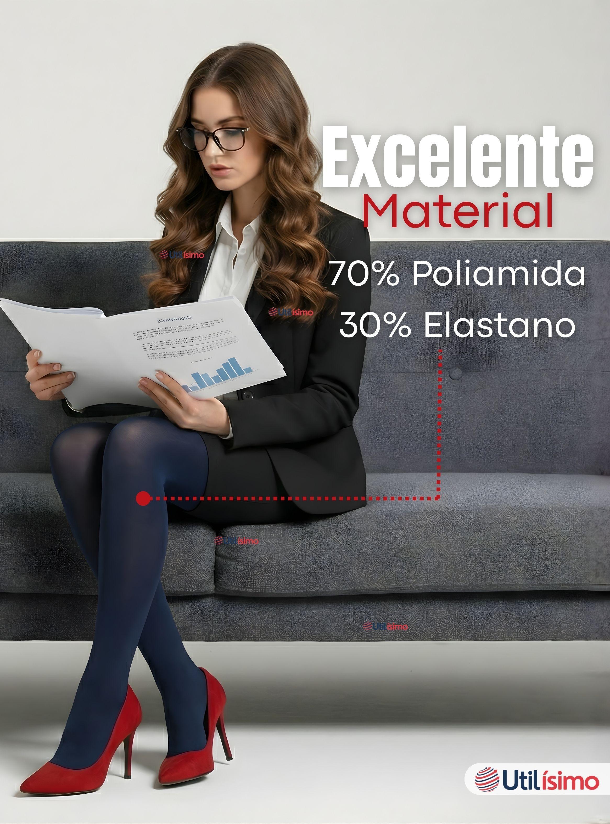 Pantys Semitransparentes Elasticadas Oficina de Color Azul-6