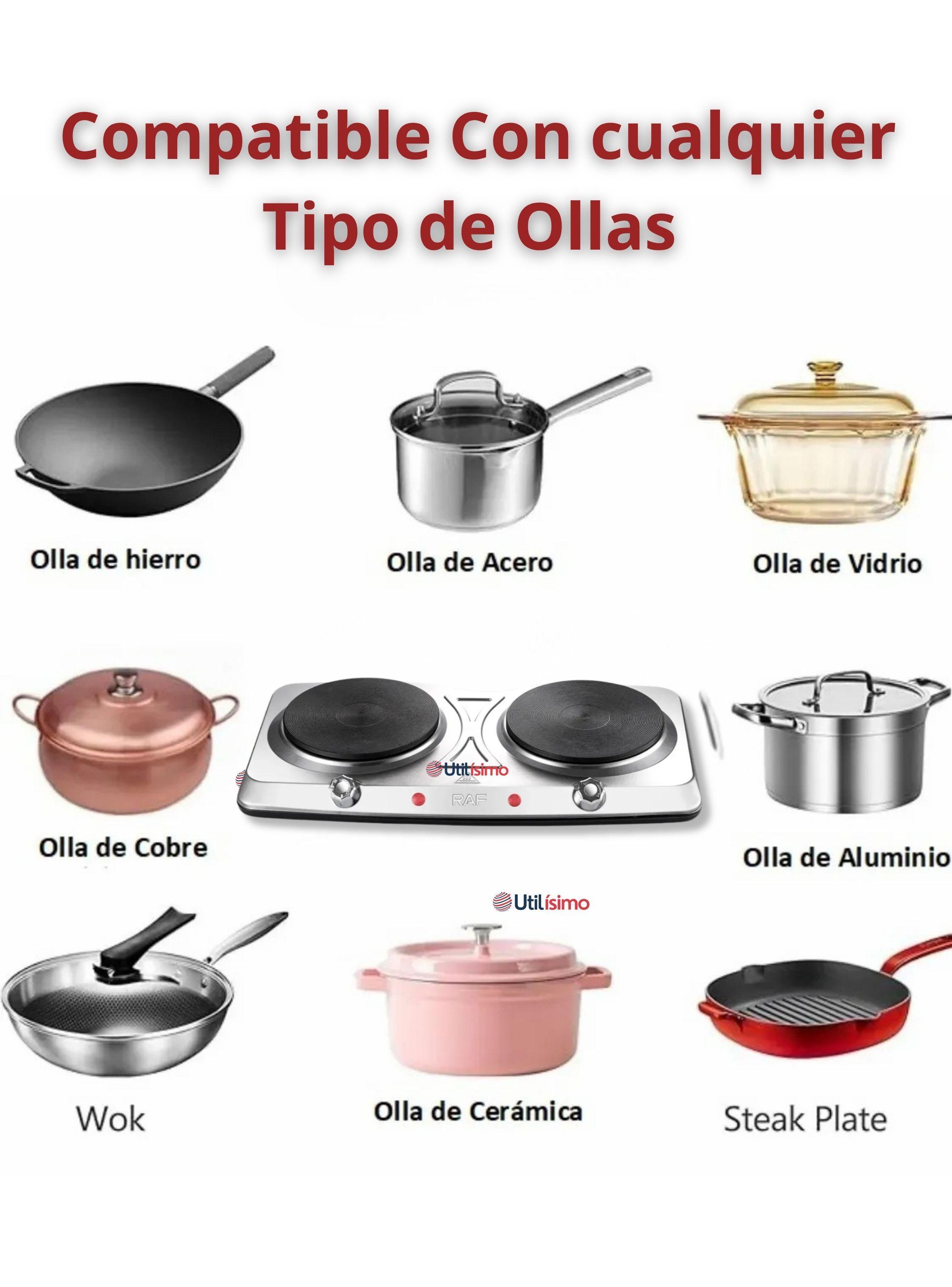 Cocina Eléctrica Portátil 2 Platos 2000W de Potencia Acero Inoxidable-3