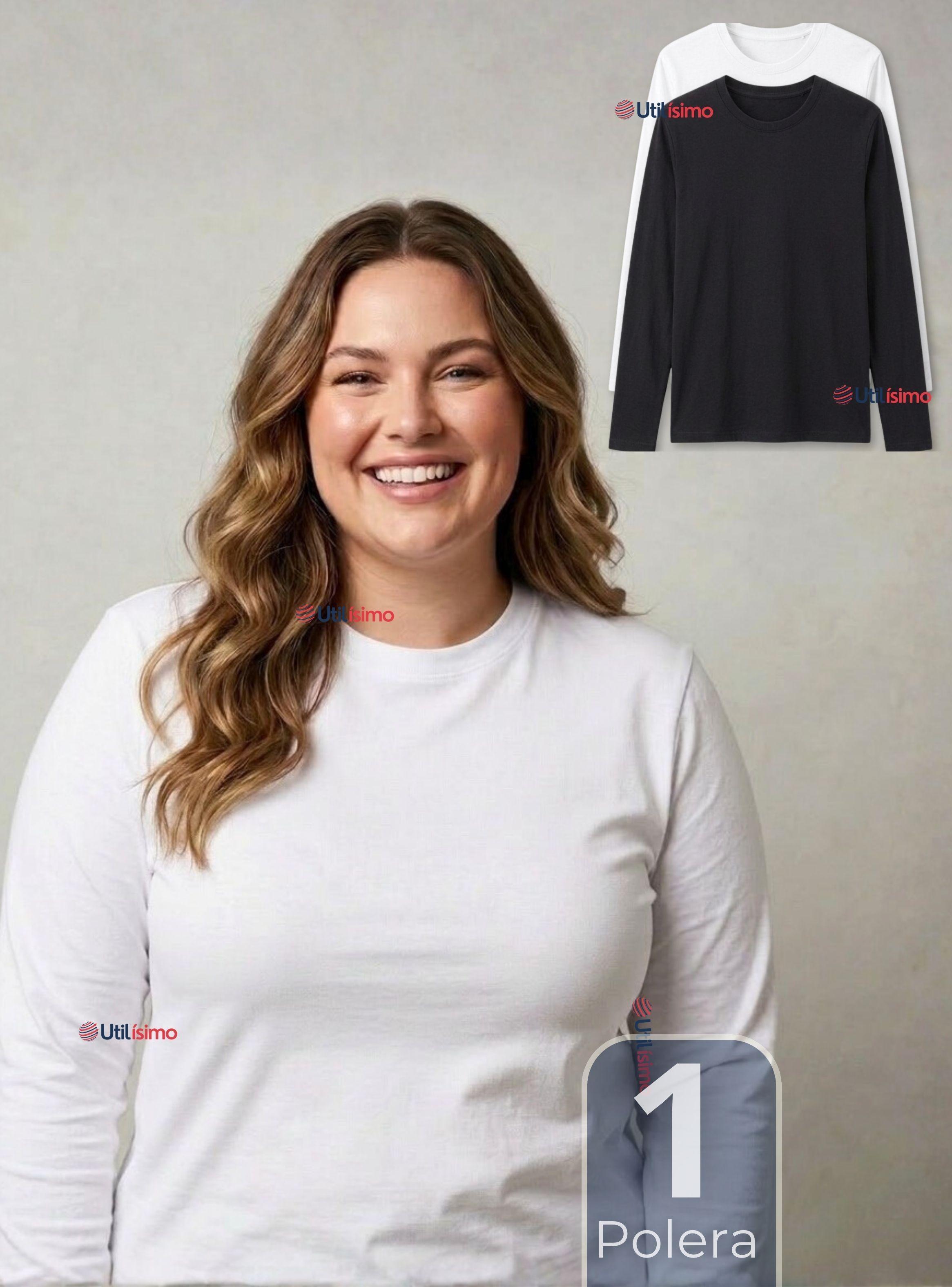 Camiseta Polera Polar Primera Capa Manga Larga de Colores Surtidos Mujer-0