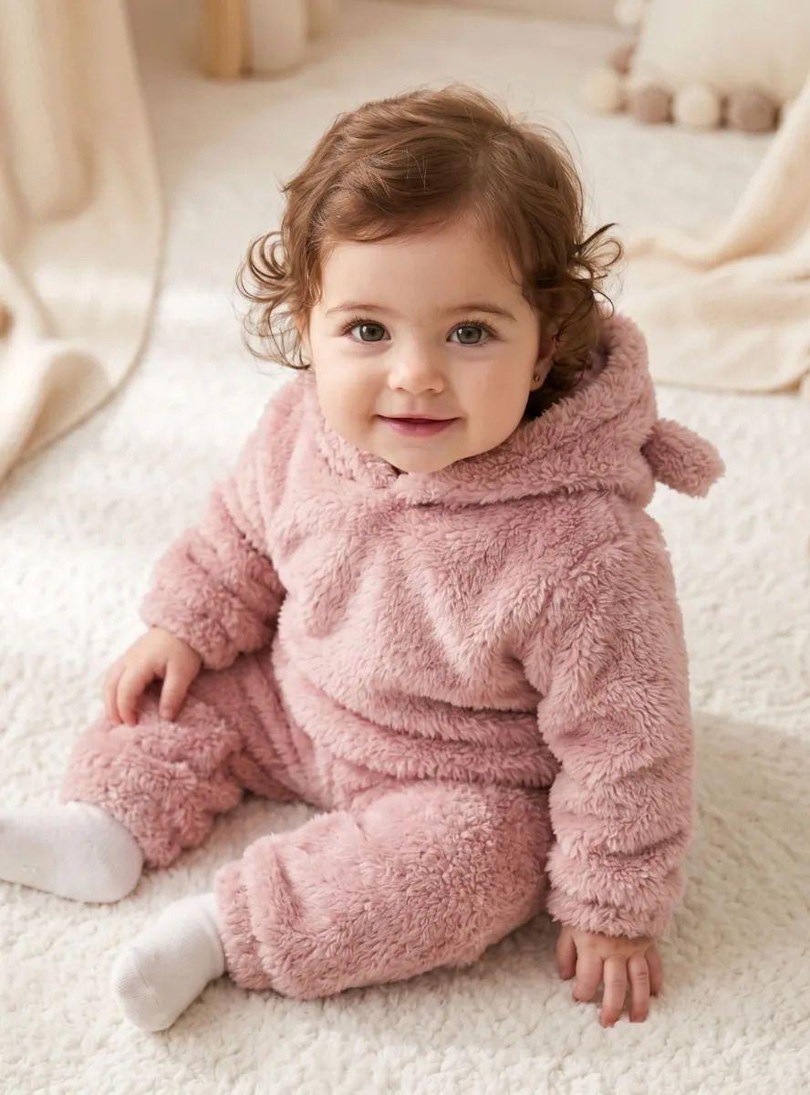 Conjunto 2 Piezas Buzo Polerón Capucha con Orejitas Polar Niña Rosa-0