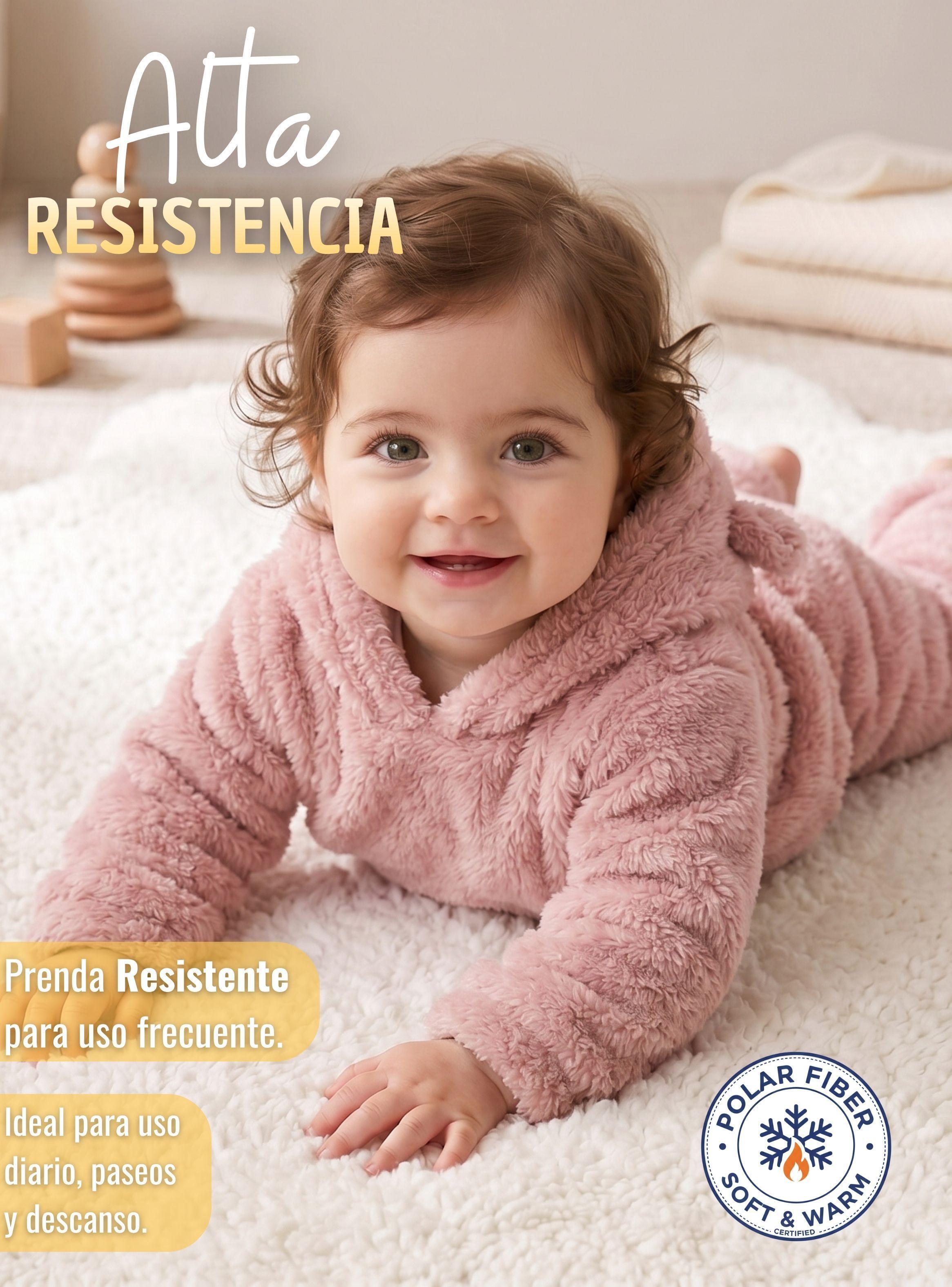 Conjunto 2 Piezas Buzo Polerón Capucha con Orejitas Polar Niña Rosa-5