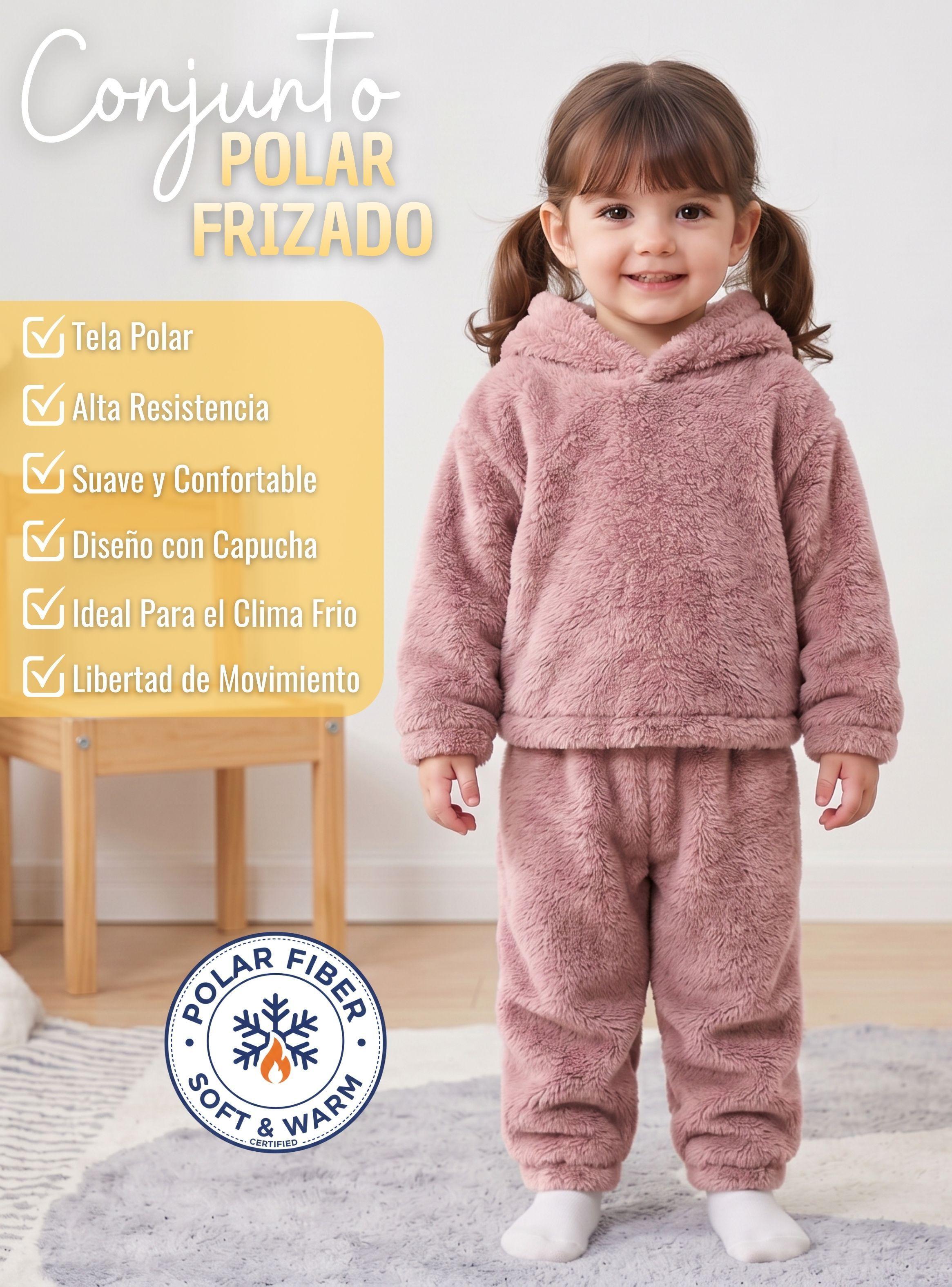 Conjunto 2 Piezas Buzo Polerón Capucha con Orejitas Polar Niña Rosa-6