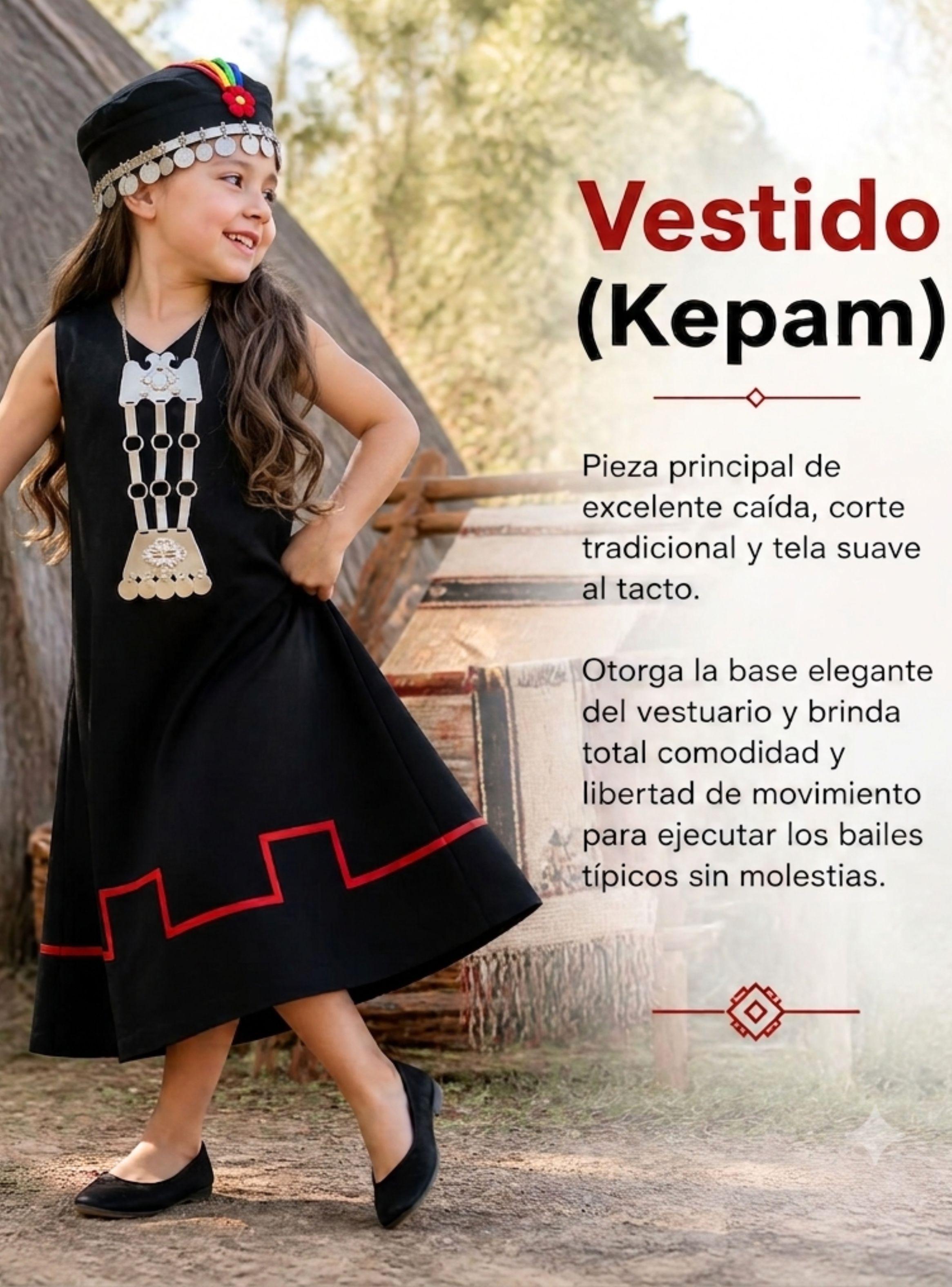  Pack 3 Trajes Típicos Vestido Mapuche 5 Piezas Niña Fiestas Patrias-7