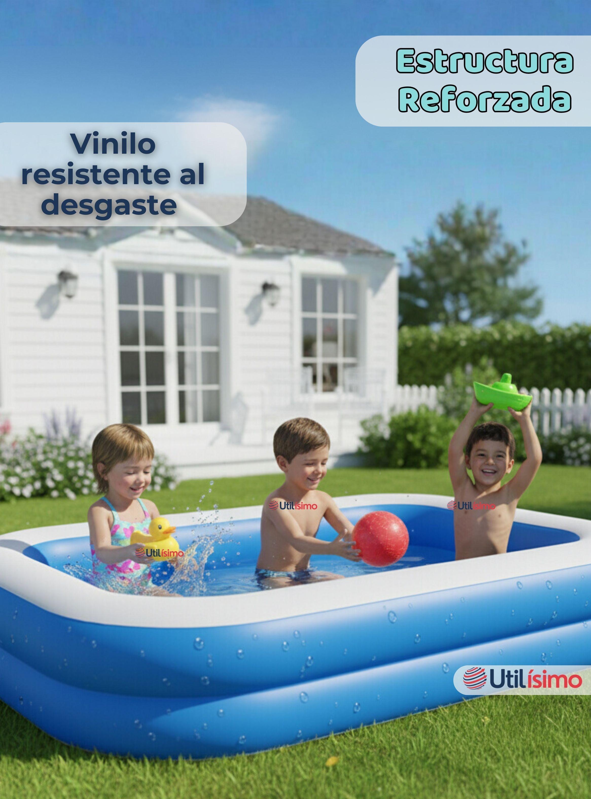 Piscina Inflable Rectangular 262x175x51 CM Azul-5