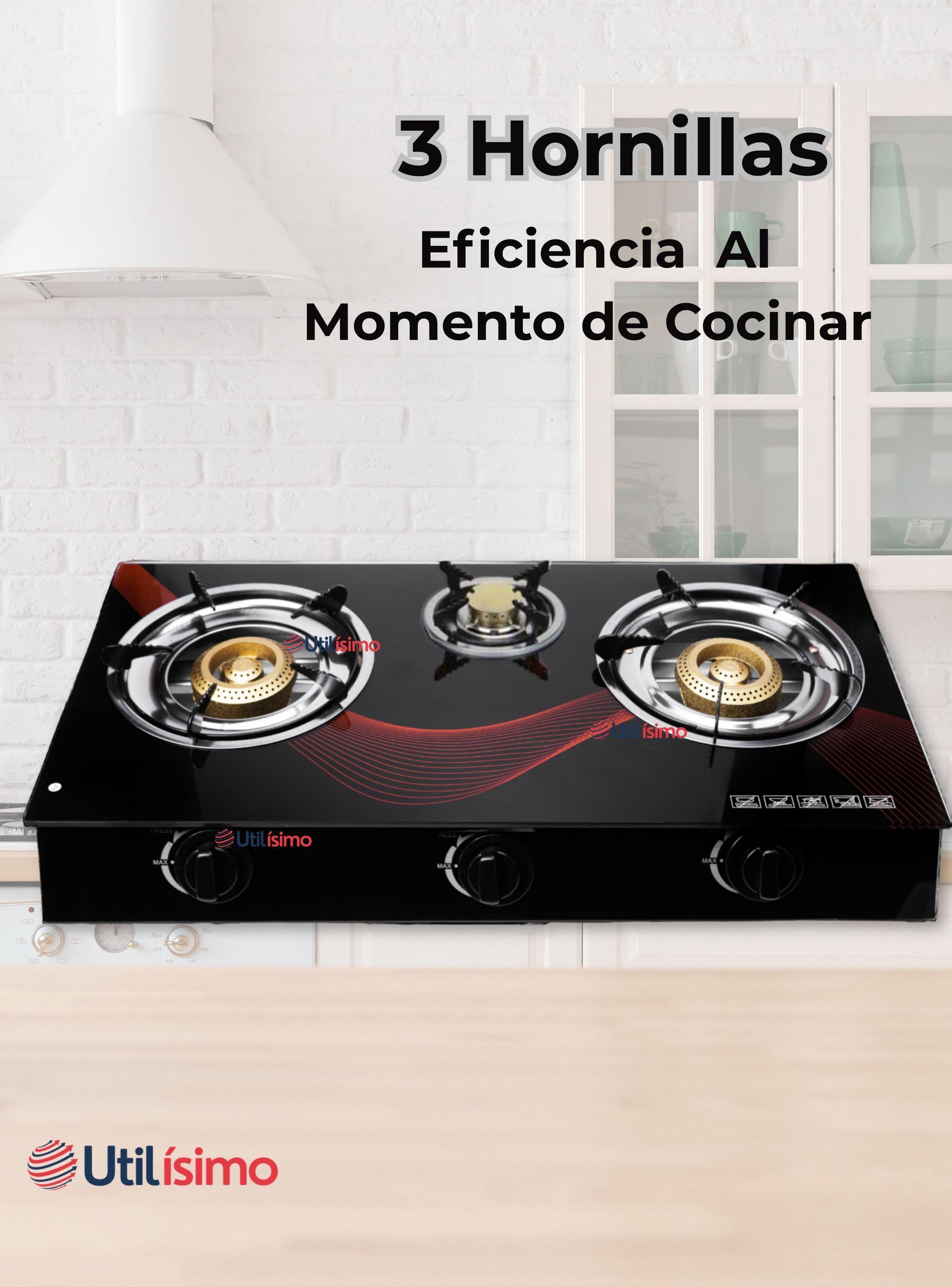 Cocina Encimera Vidrio a Gas Licuado 3 Platos + KIT de Instalación-5
