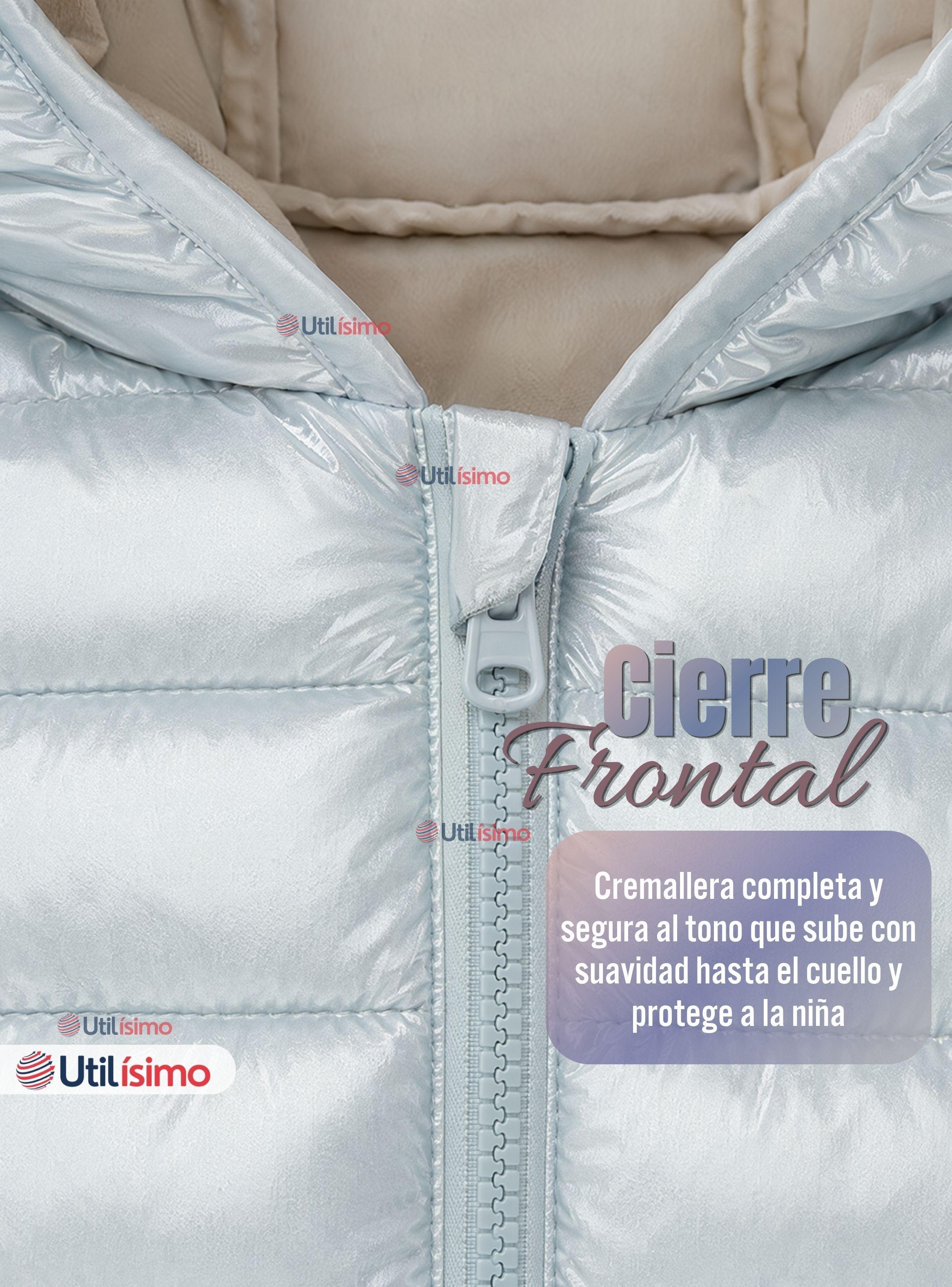Parka Bebé Niña Celeste Térmica Acolchada Con Orejitas Sweet Sky-7