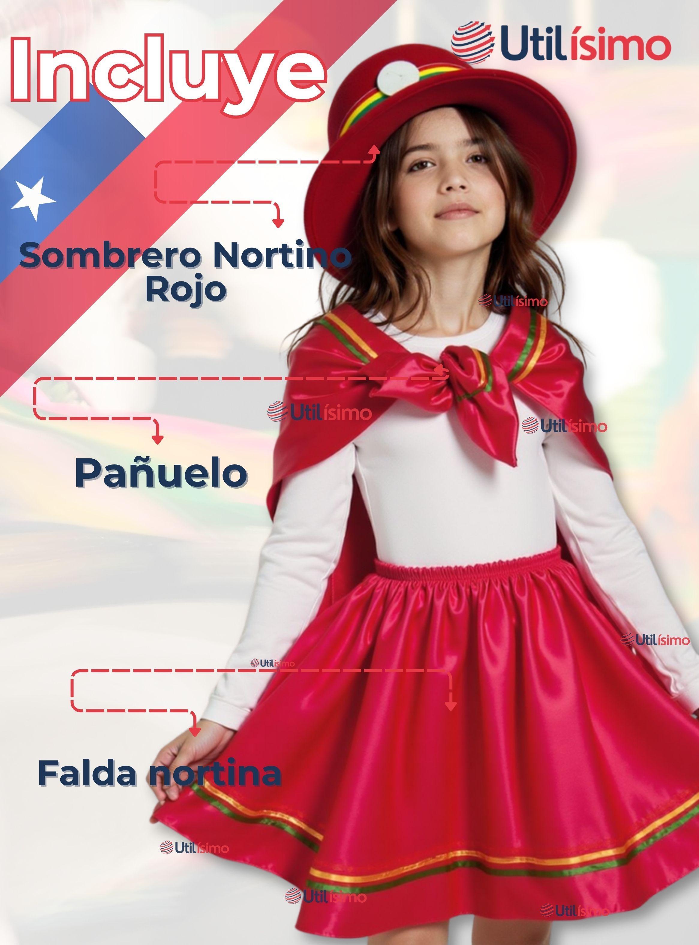 Pack 3 Traje Nortino Rojo 3 Piezas Niña Fiestas Patrias-3