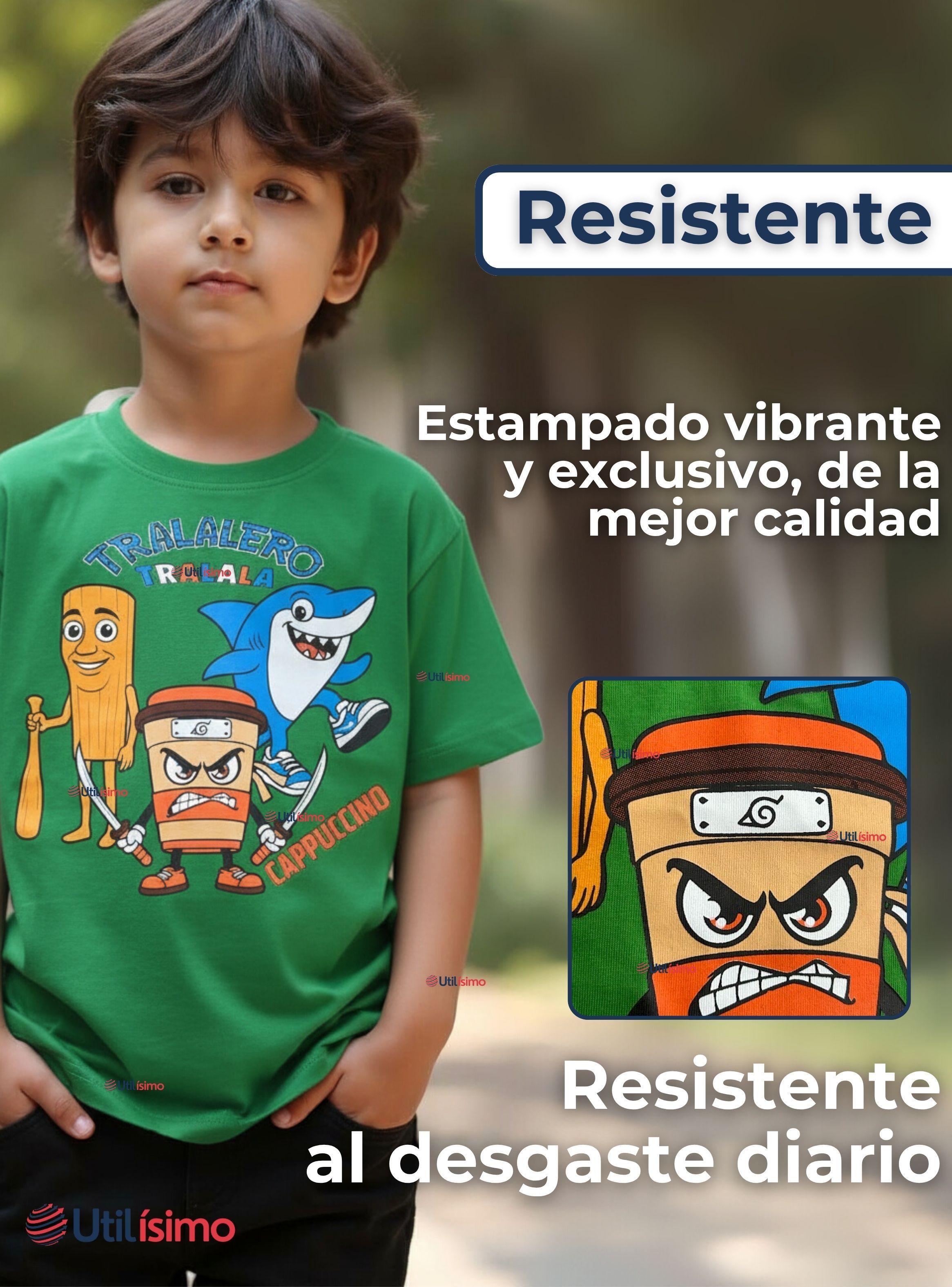 Polera Brainrots 100% Algodón Manga Corta Niño Tralalero Colores Surtidos-6