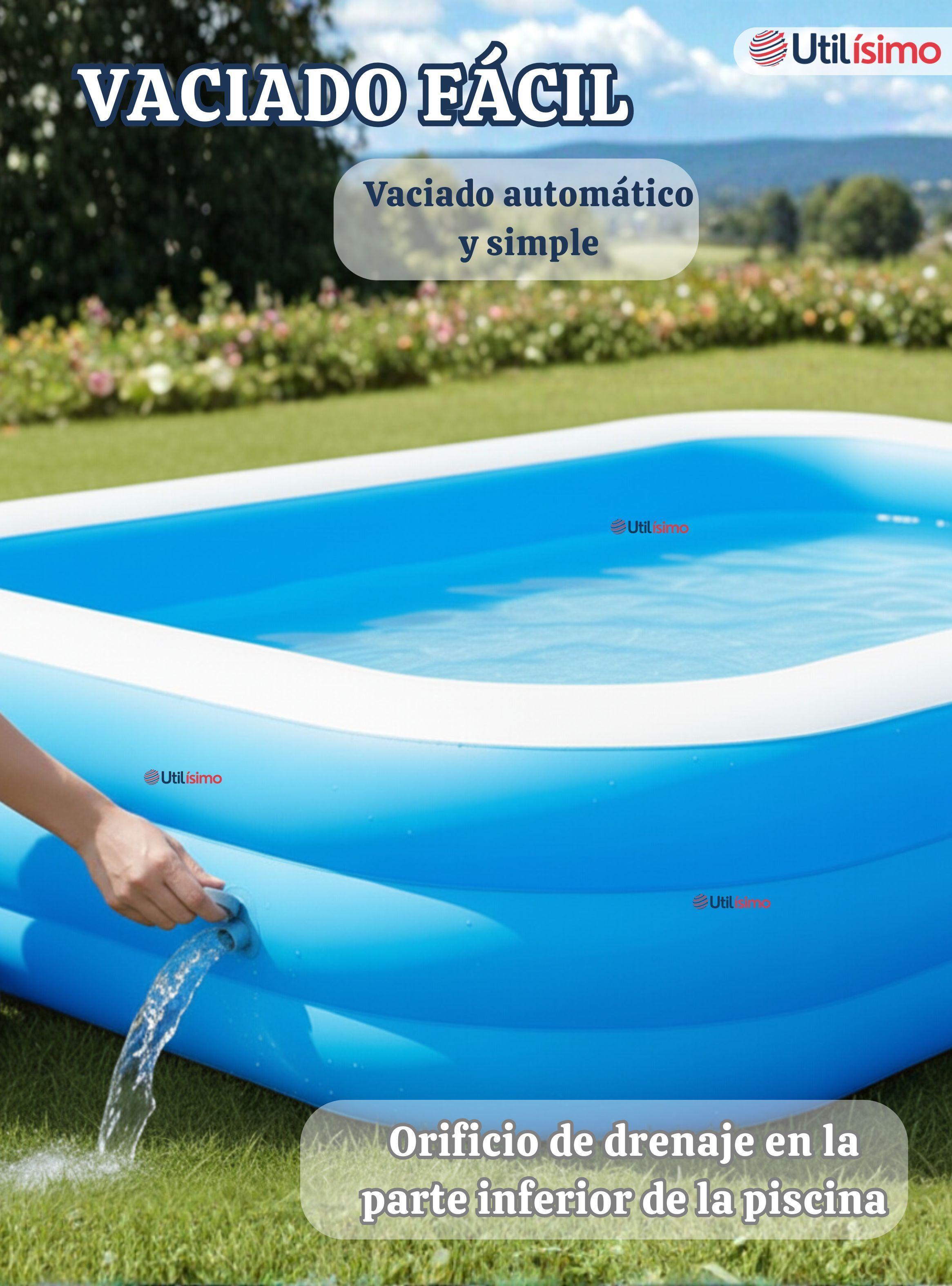 Piscina Inflable Rectangular 210x140x60 CM Color Azul-6