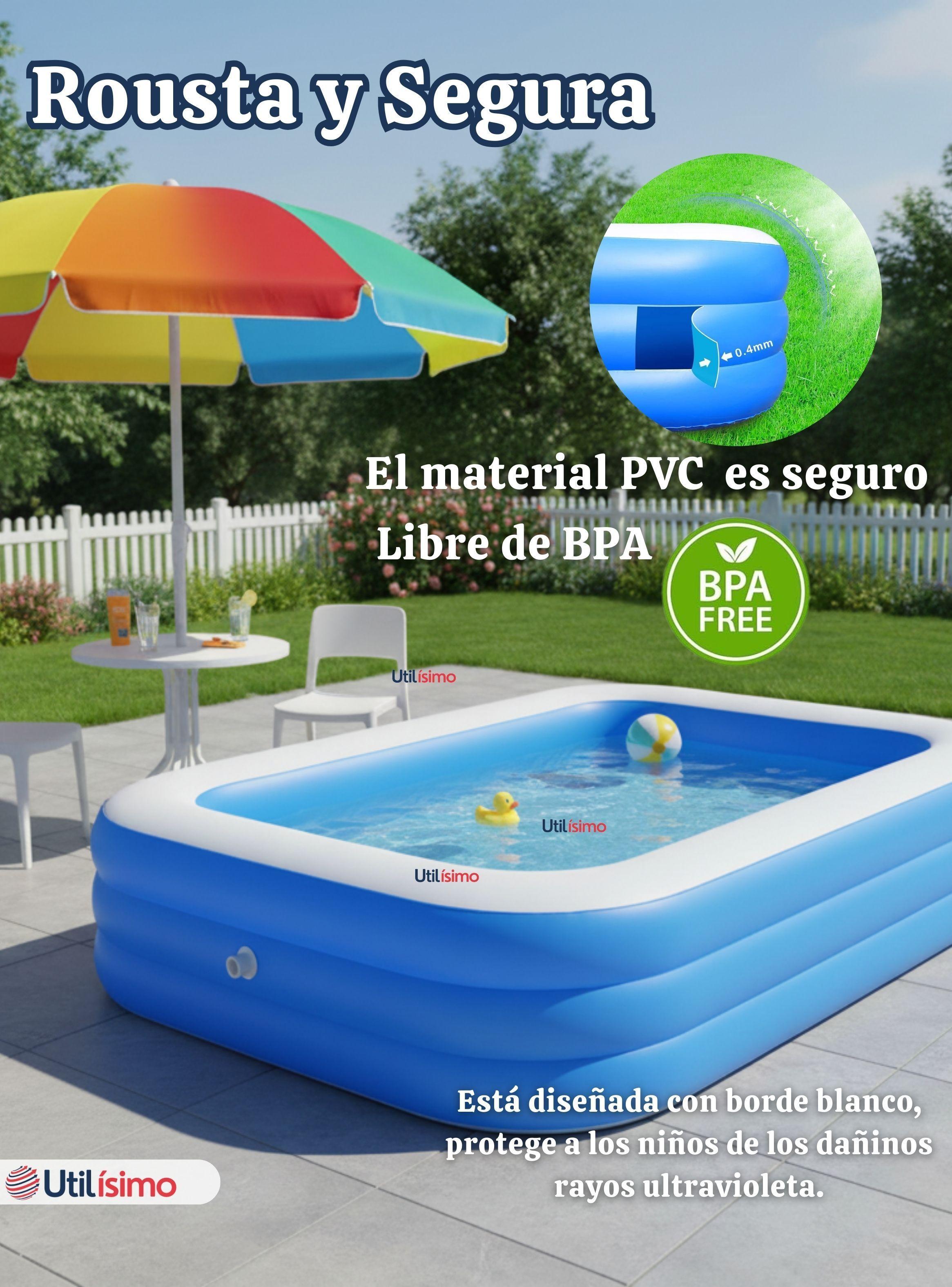 Piscina Inflable Rectangular 210x140x60 CM Color Azul-7