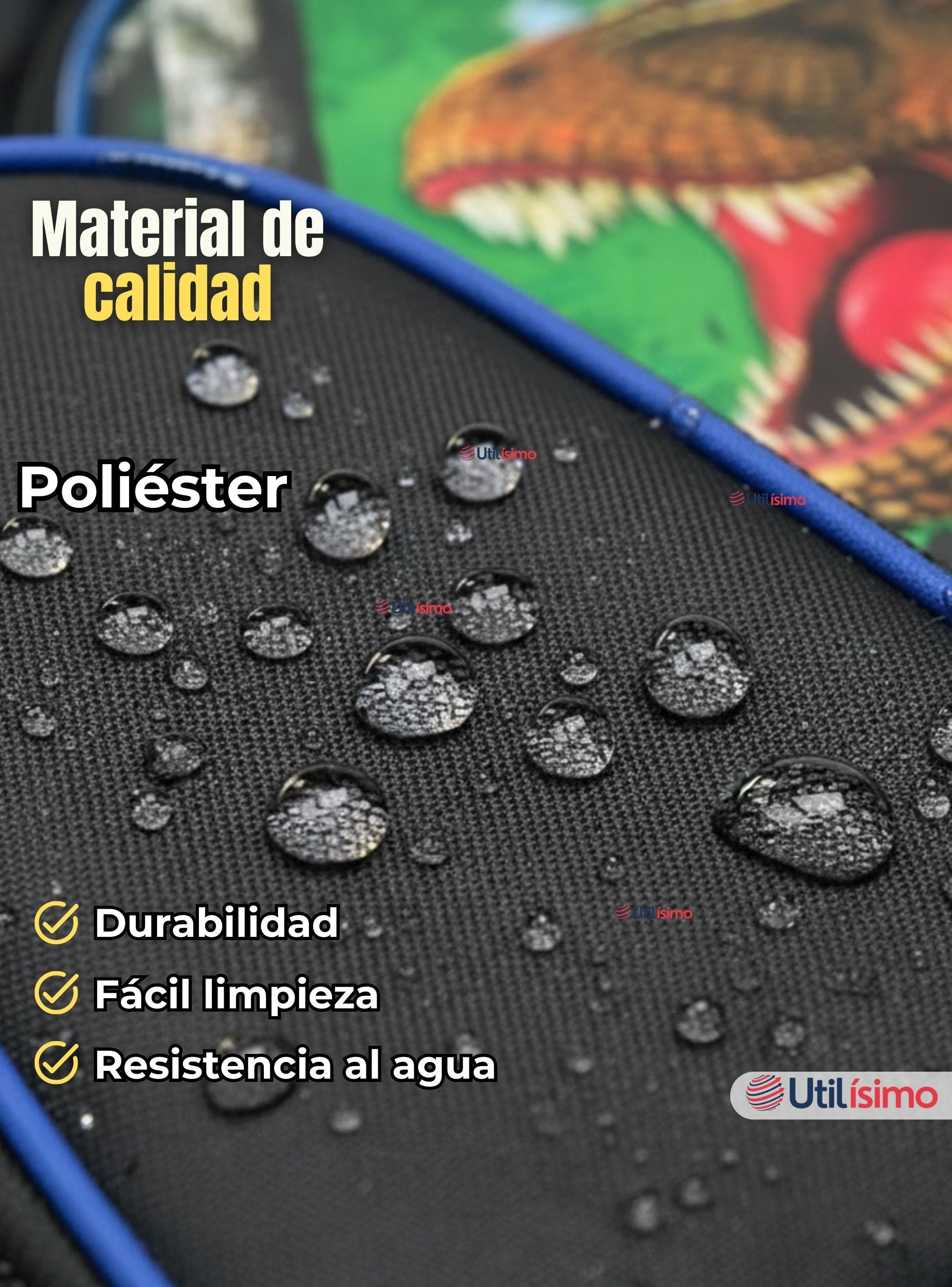 Mochila Escolar Con Ruedas + Estuche y Lonchera Poliéster Dinosaurio Niño-7