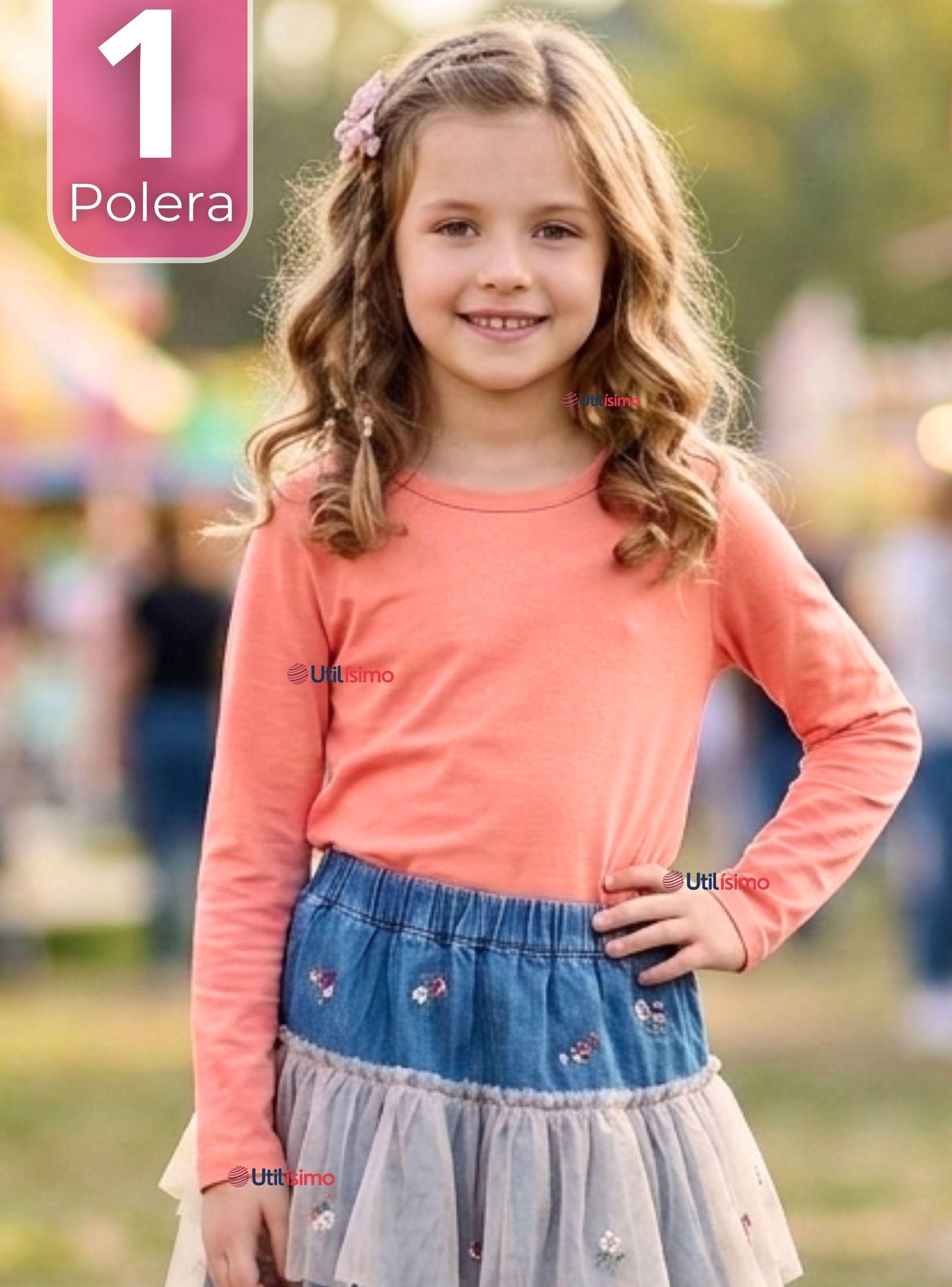 Camiseta Polera Bambú Cuello Redondo Primera Capa Manga Larga Colores Surtidos para Niñas-0