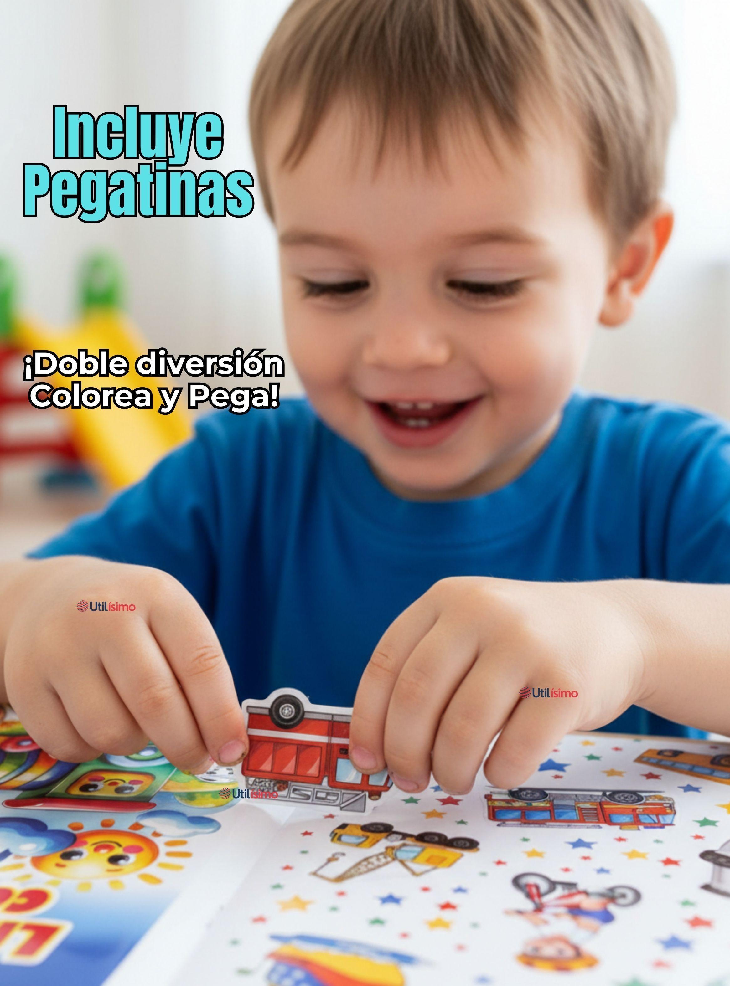 Pack 3 Libros Para Colorear Pintar Educativo Con Stickers Diseños Surtidos-3
